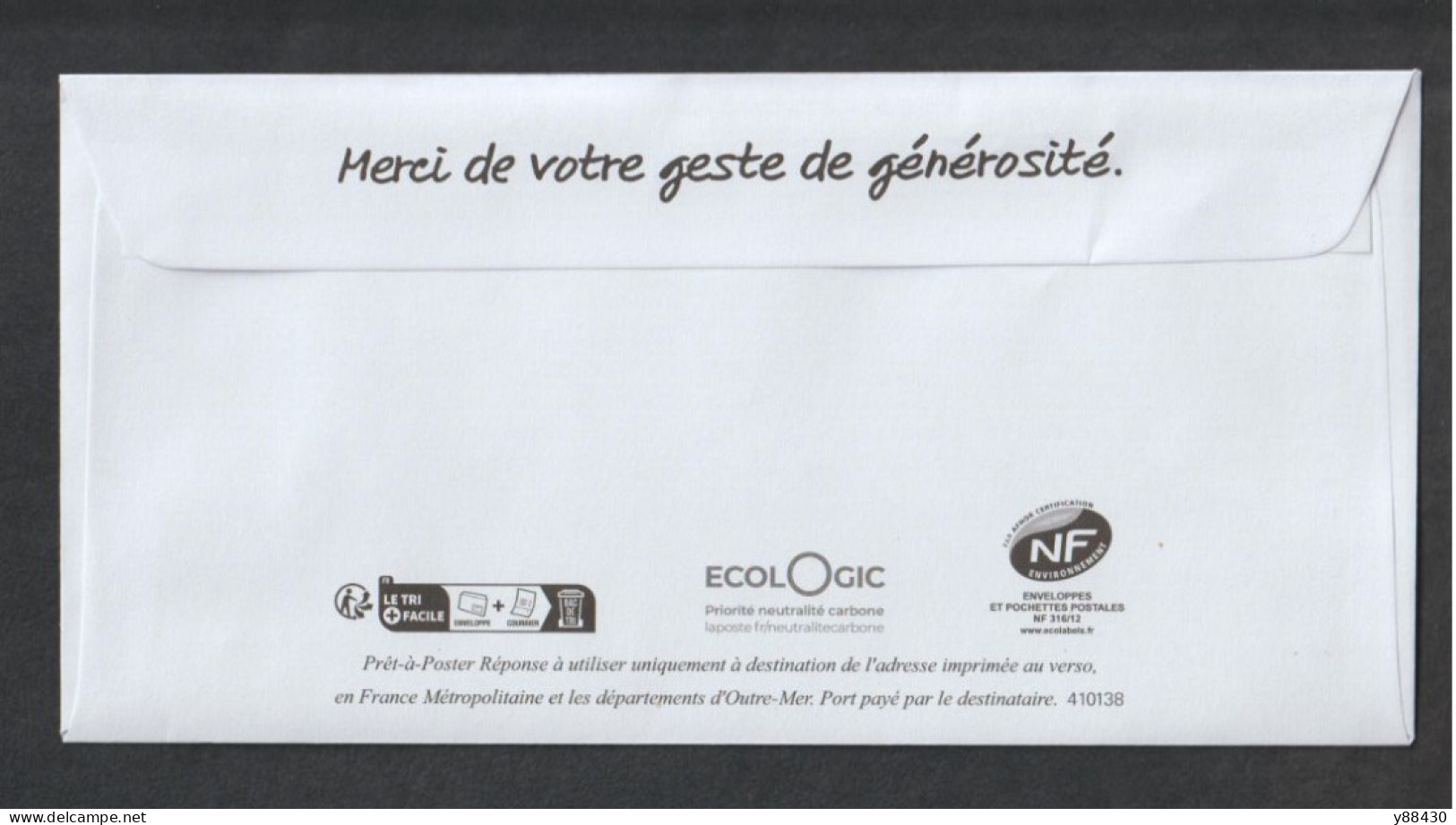 PAP- N° Au Dos: 410138  - SECOURS CATHOLIQUE . LILLE CEDEX - Repiquage L'Éngagée  PERF - Neuf ** - Face & Dos - Prêts-à-poster:Answer/Marianne L'Engagée