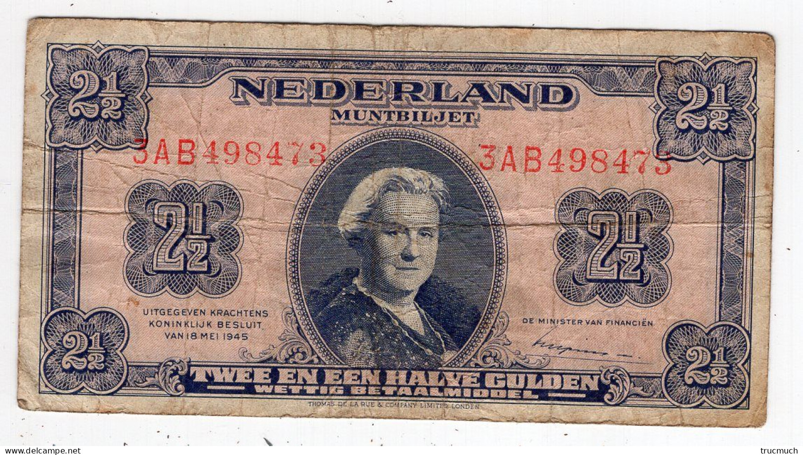 94 - NEDERLAND - 2 1/2 Gulden - 2 1/2  Florín Holandés (gulden)