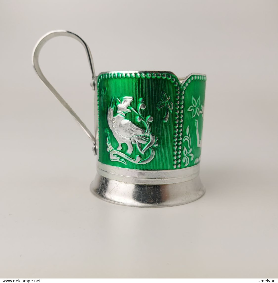 Vintage Soviet Russian Set of 5 Podstakannik Tea Cup Holders USSR Enamel #5416
