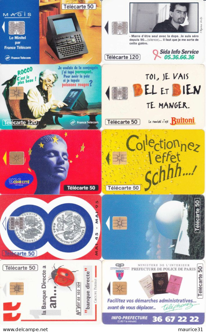 45 Télécartes Différentes FRANCE Lot3 - Verzamelingen