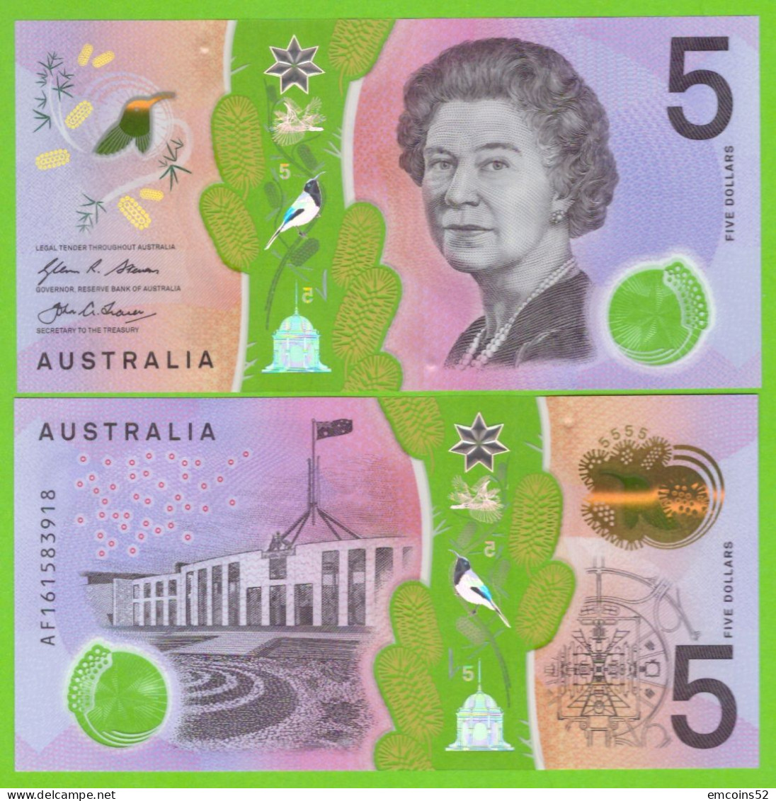 AUSTRALIA 5 DOLLARS 2016 P-62 UNC POLIMER - 2005-... (polymer Notes)