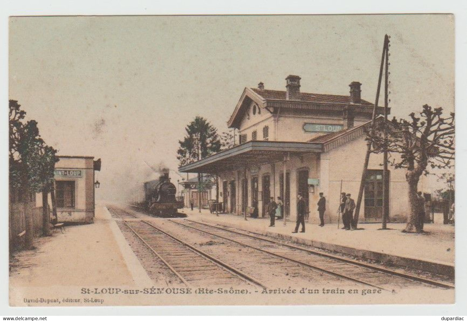 70 - Haute Saône /  SAINT LOUP Sur SEMOUSE -- Arrivée D'un Train En Gare (Colorisée, Edit. David Dupont). - Saint-Loup-sur-Semouse