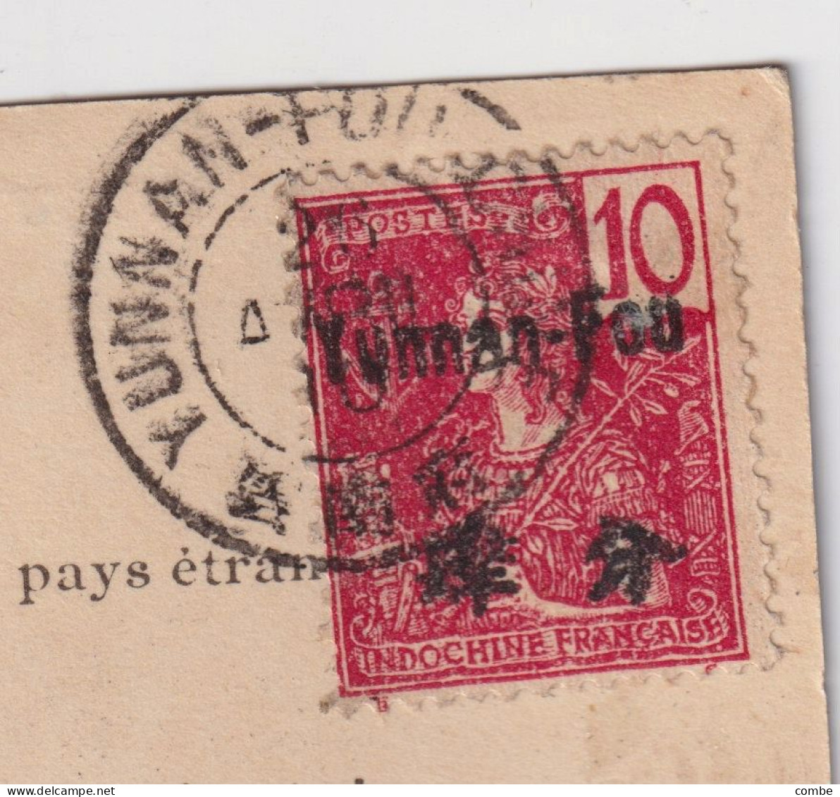 CARTE. CHINE. 26 AVRIL 1910. YUNNAN-FOU-CHINE. DE YUNNAN SEN POUR HANOI. TONKIN - Cartas & Documentos