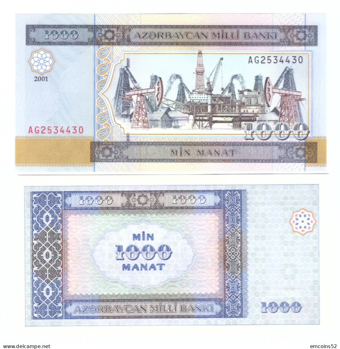 AZERBAIJAN 1000 MANAT 2001  P-23  UNC - Azerbaigian