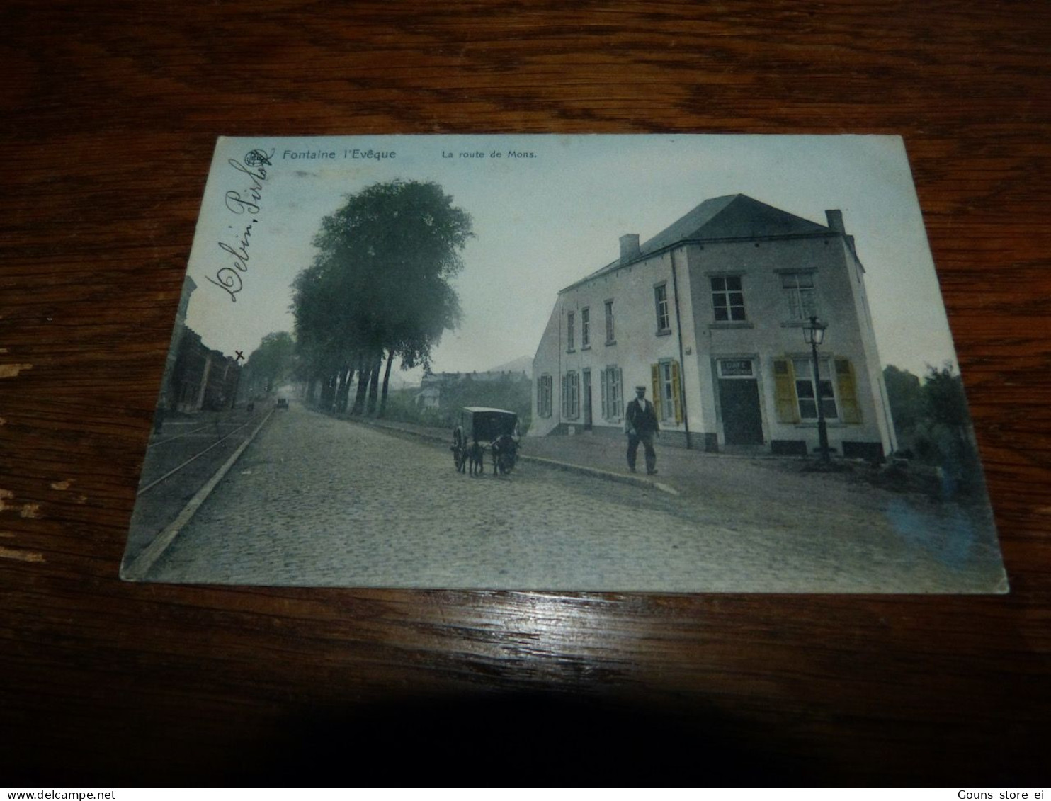 BC17-26 Cpa Fontaine L'eveque  La Route De Mons Carte Colorisée - Fontaine-l'Eveque