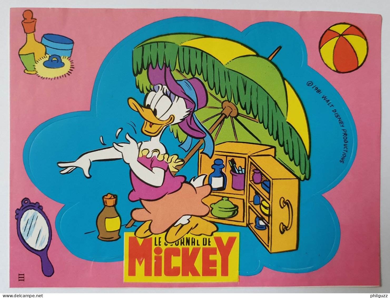 AUTOCOLLANT LE JOURNAL DE MICKEY DAISY 1981 Autocollants - Stickers