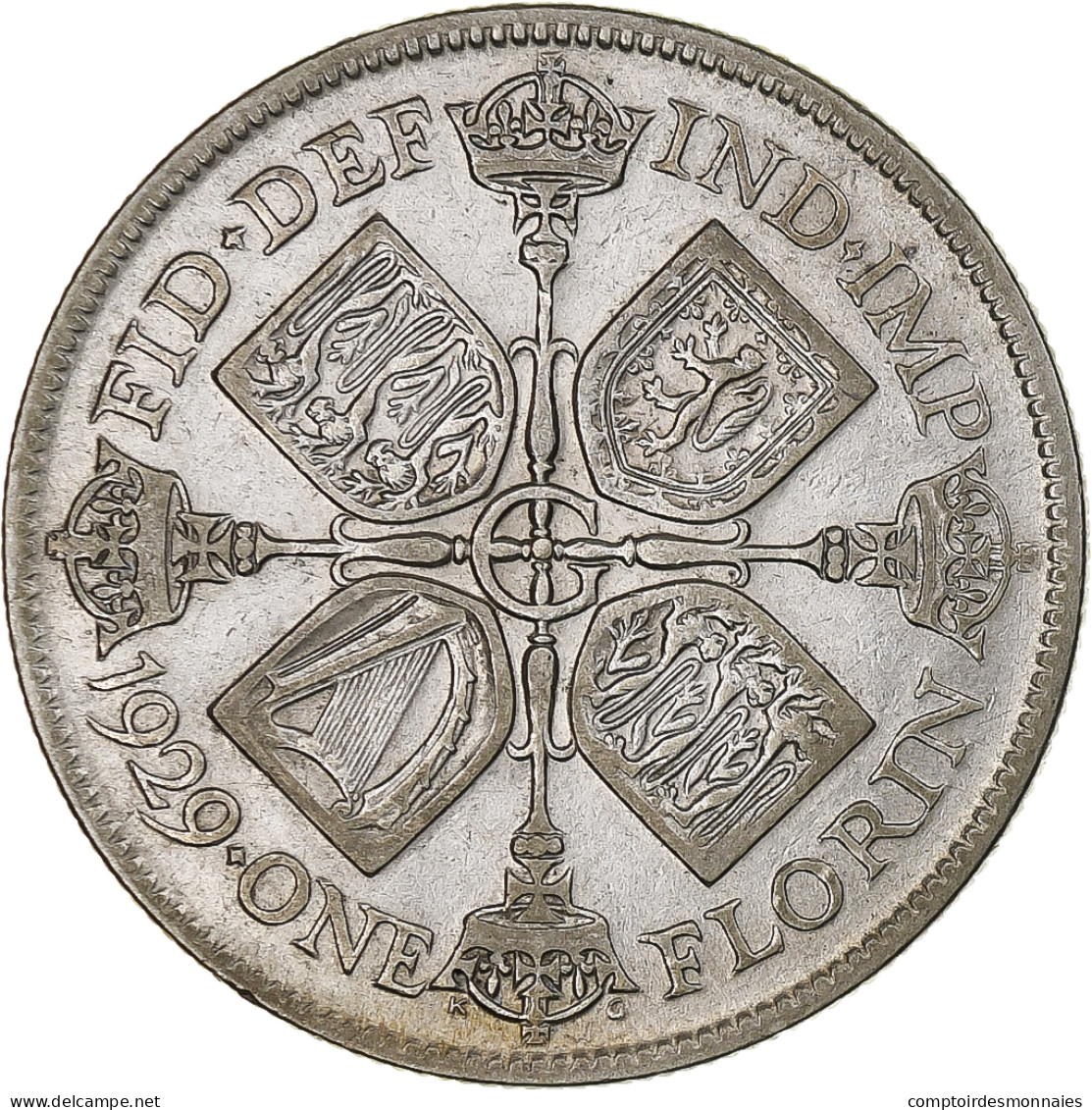 Grande-Bretagne, George V, Florin, Two Shillings, 1929, British Royal Mint, TTB - J. 1 Florin / 2 Shillings