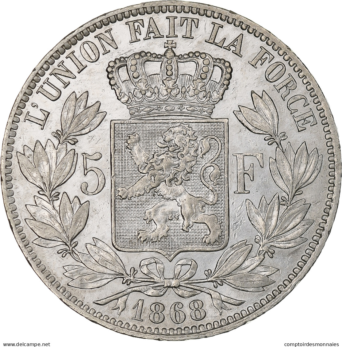 Belgique, Leopold II, 5 Francs, 1868, Bruxelles, Tranche A, Argent, TTB, KM:24 - 5 Frank