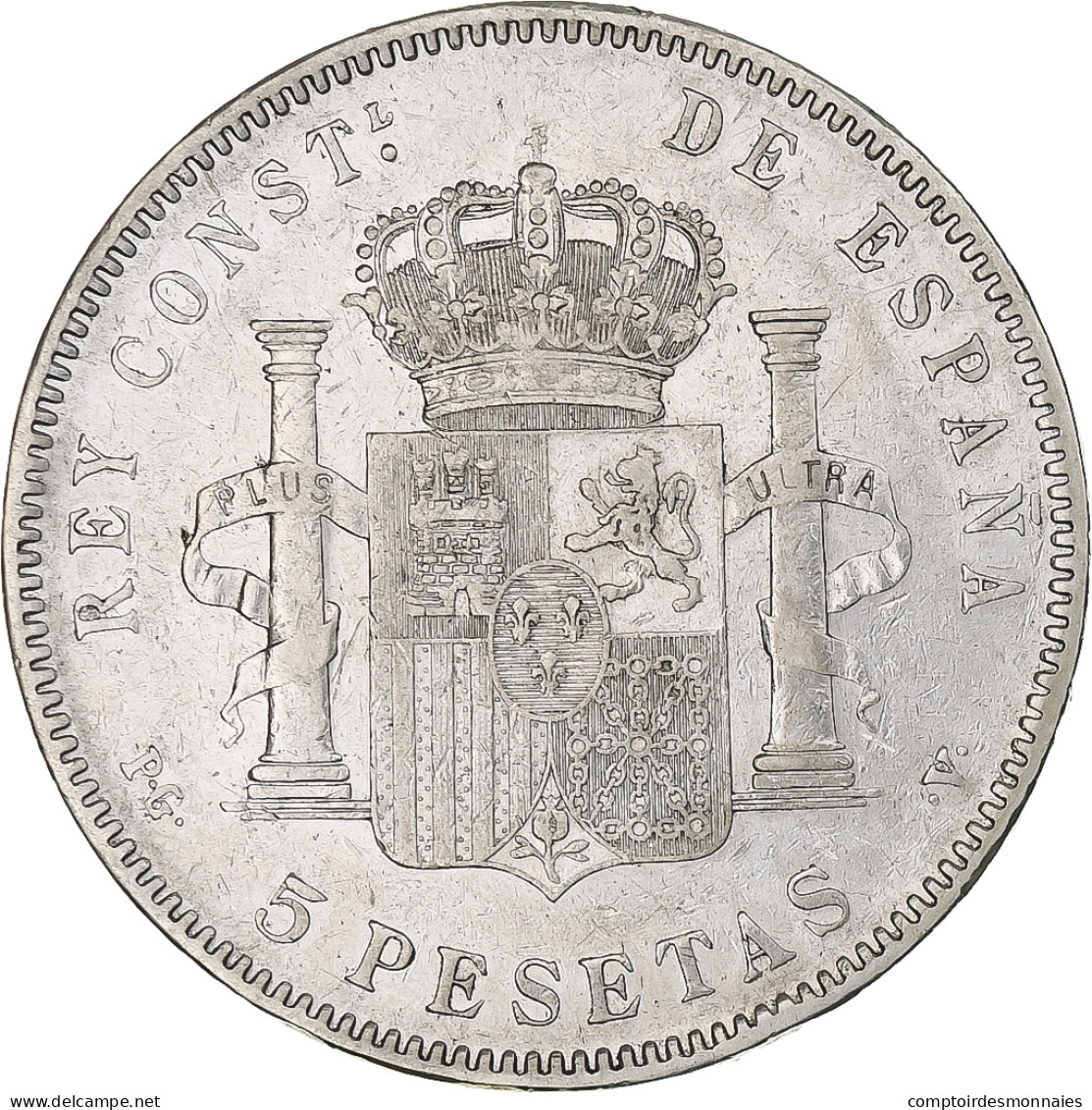 Espagne, Alfonso XIII, 5 Pesetas, 1896, Madrid, TTB+, Argent, KM:707 - Premières Frappes