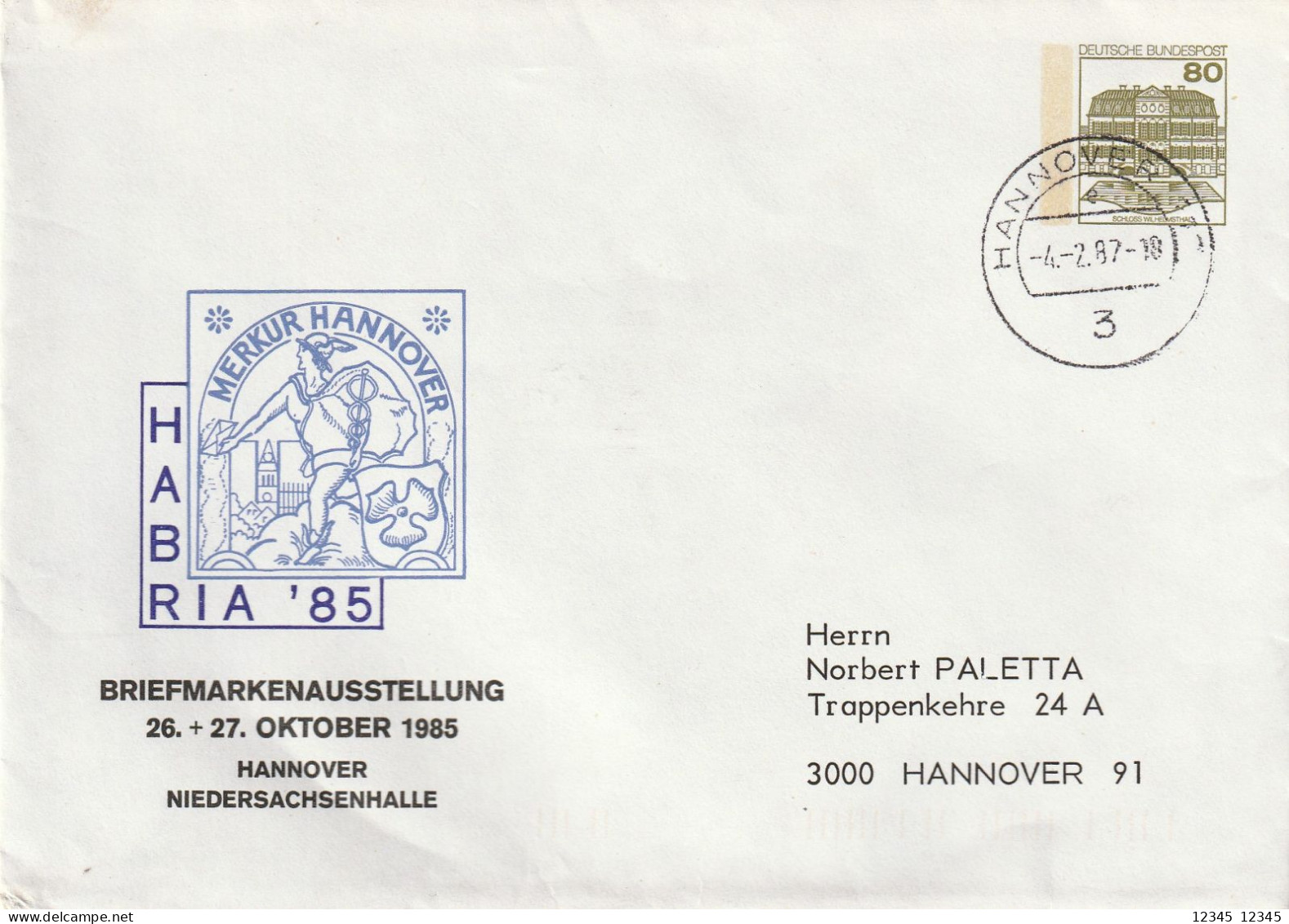 Duitsland 1985, Prepayed Letter, Stamp Exhibition Hannover, Habria '85 - Enveloppes Privées - Oblitérées
