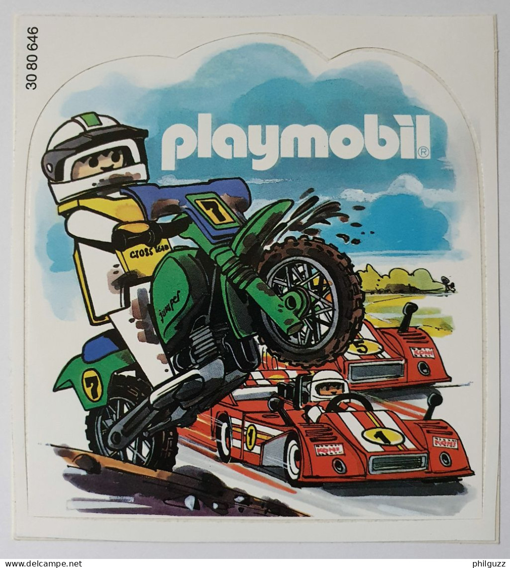 AUTOCOLLANT PLAYMOBIL VOITURE DE COURSE ET MOTARD JAC - Playmobil