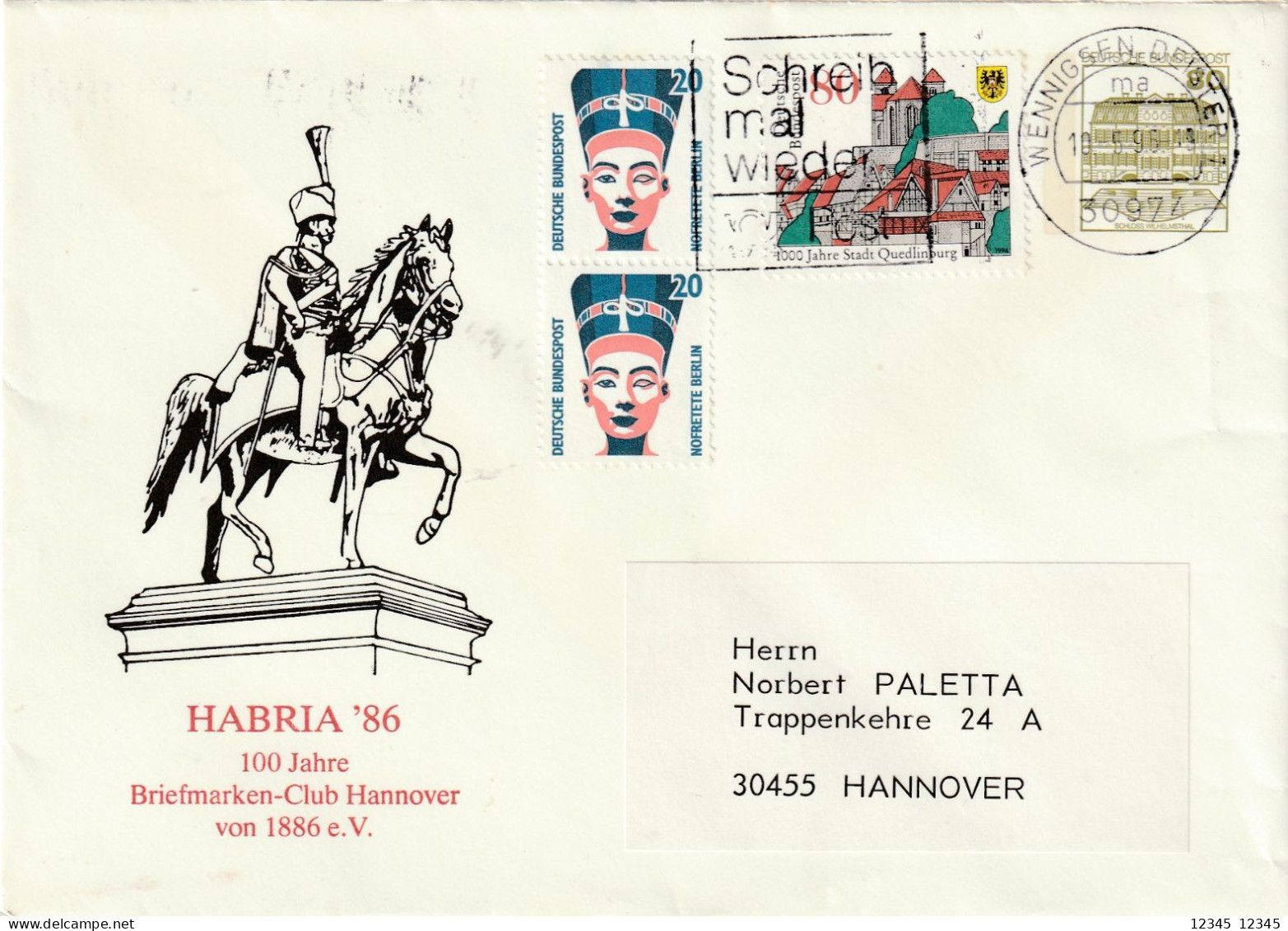 Duitsland 1986, Prepayed Letter, Stamp Exhibition Hannover, Habria '86, Stamped Wennigsen Deister - Enveloppes Privées - Oblitérées