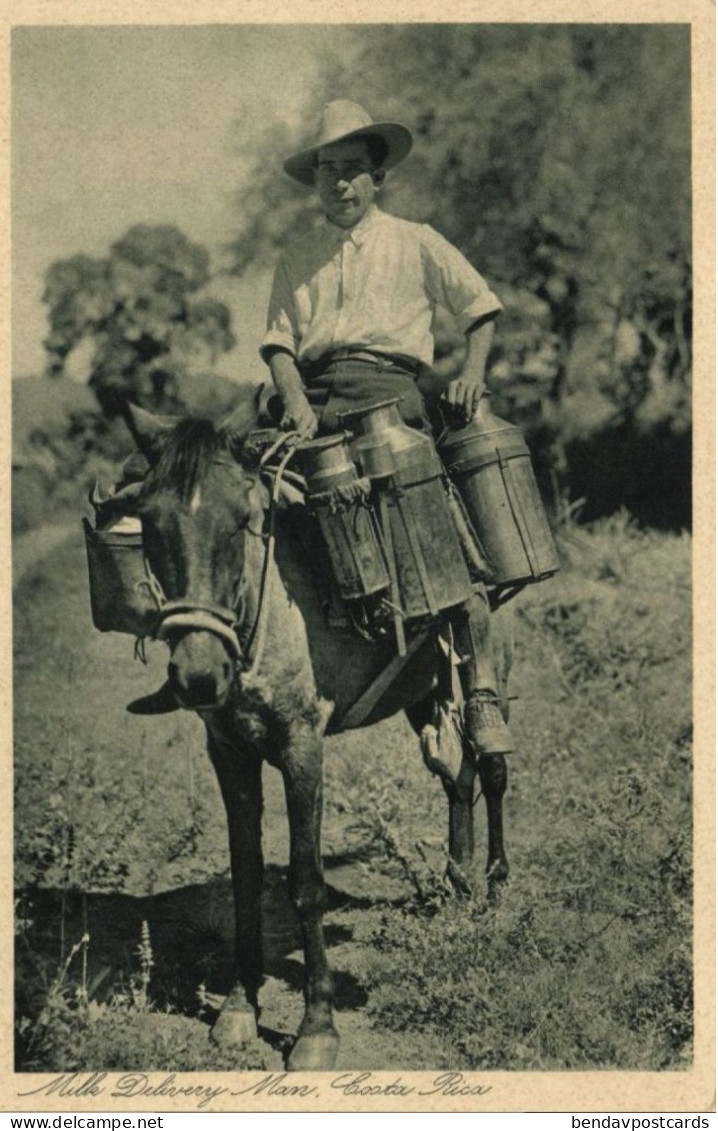 Costa Rica, C.A., Milk Delivery Man On Horseback (1920s) Gran Hotel Postcard - Costa Rica