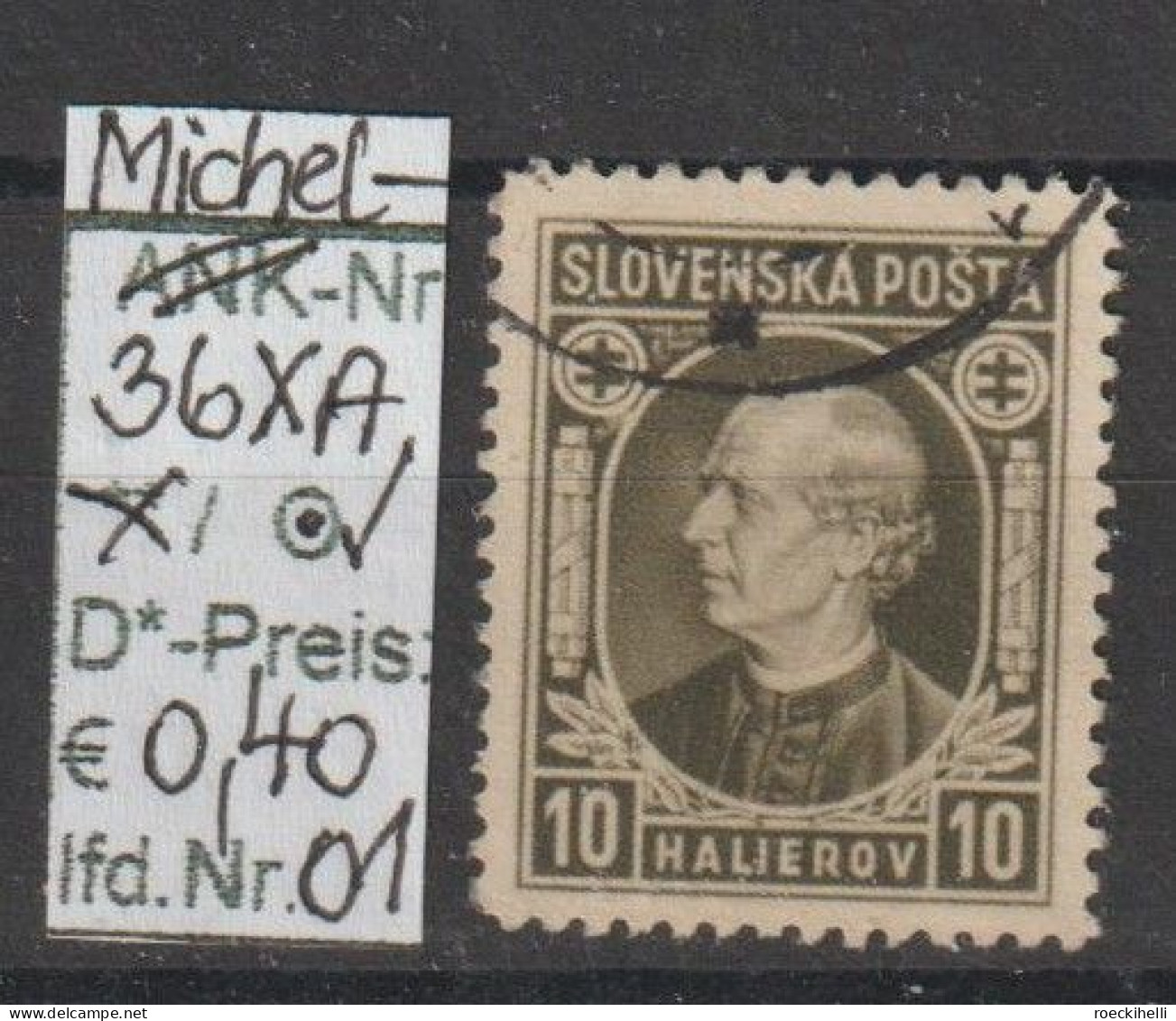 1939 - SLOWAKEI - FM/DM "Andrej Hlinka" 10 H Oliv - O  Gestempelt - S.Scan (36XAo 01-03 Slowakei) - Used Stamps