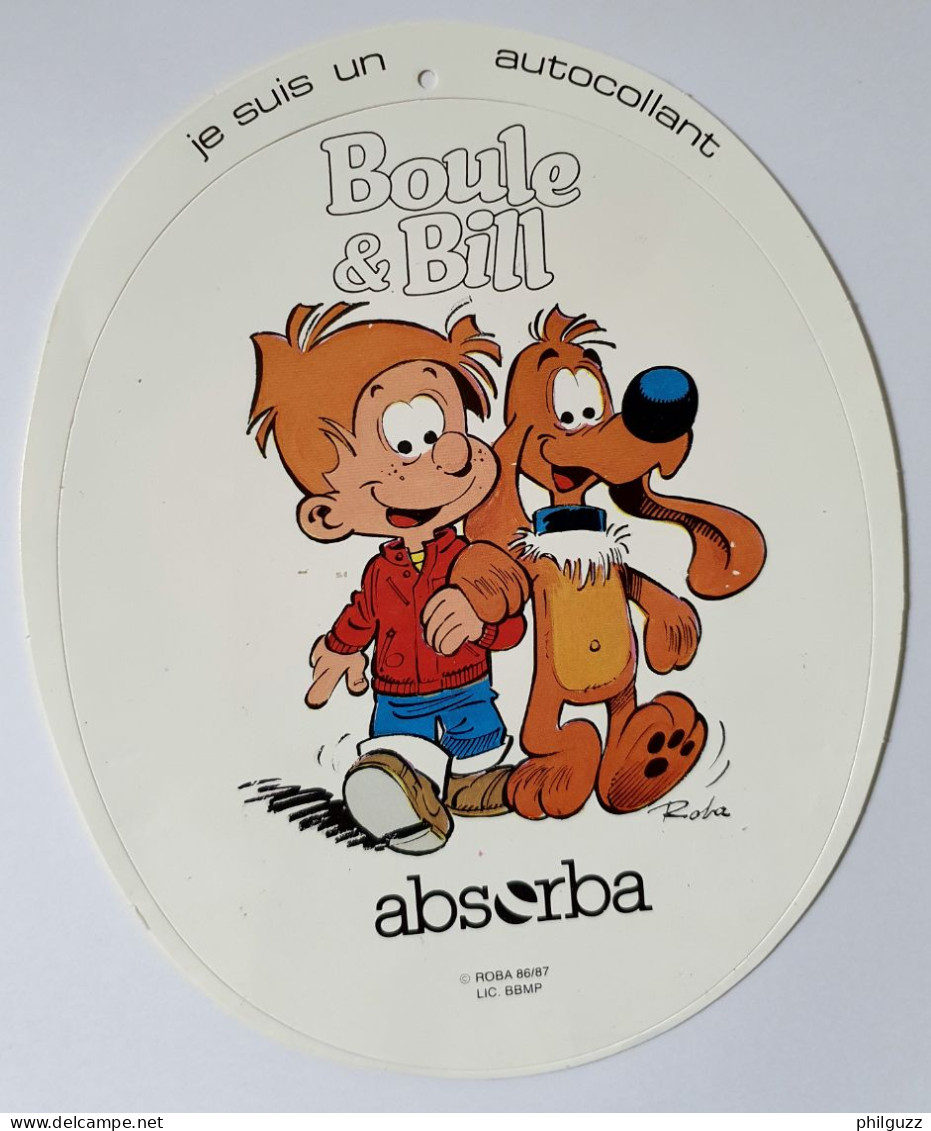 Rare AUTOCOLLANT BOULE ET BILL ABSORBA 1986 - 1987 - Autocollants