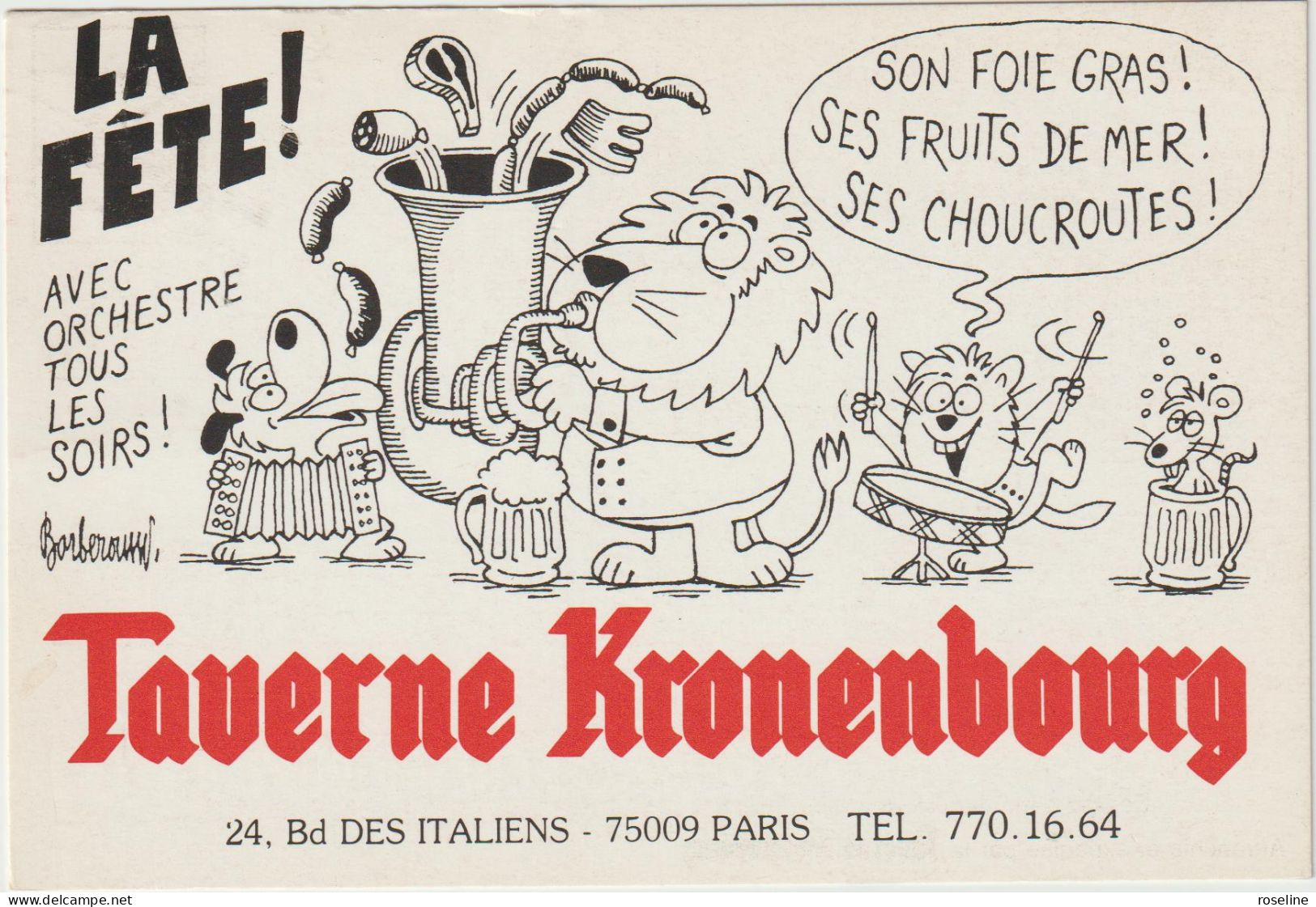 Illustration BARBEROUSSE Taverne Kronenbourg Paris Fanfare  - CPM 10,5x15 BE - Barberousse