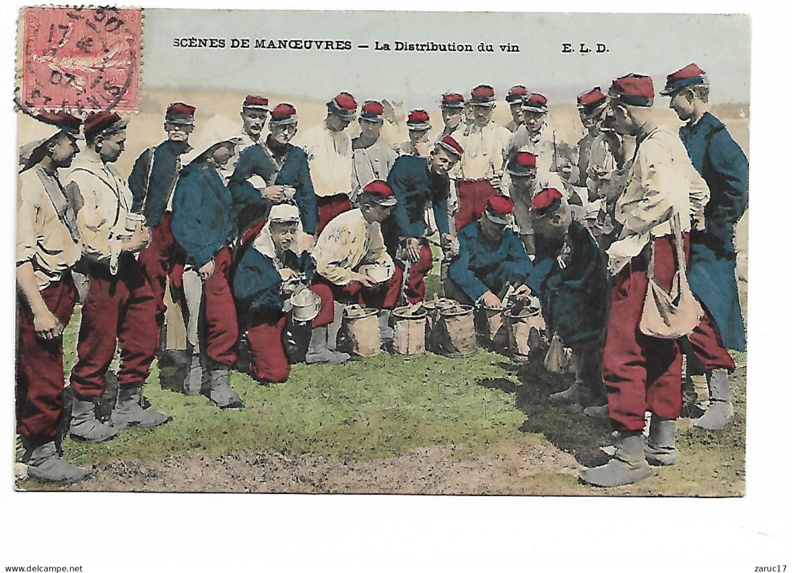 Carte Postale GUERRE 1914 1918 SCENES DE MANOEUVRES LA DISTRIBUTION DU VIN 1907 - Jeux Et Jouets