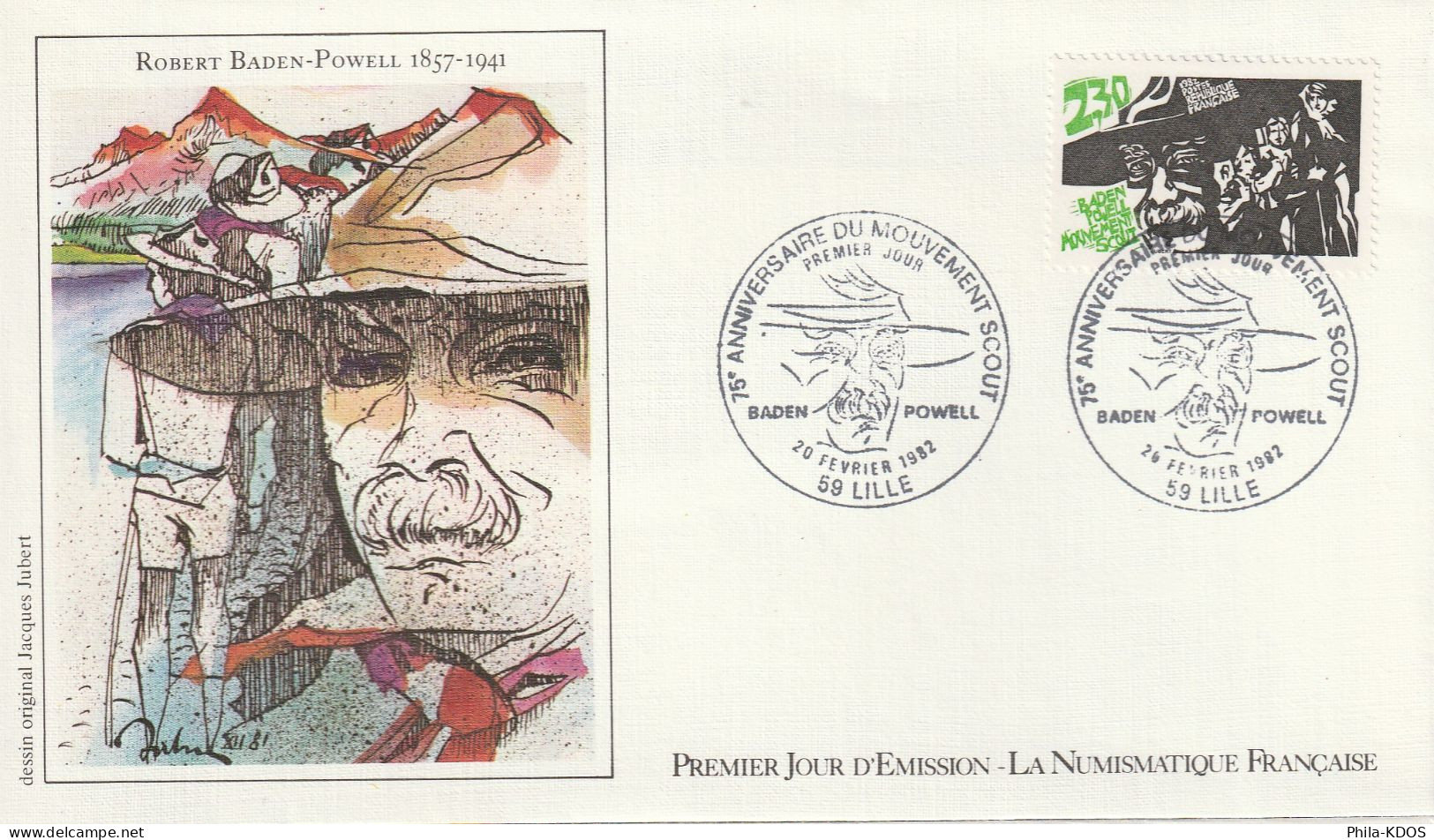 " LE SCOUTISME / BADEN POWELL " Sur Enveloppe 1er Jour De 1982. N° YT 2201. Parfait état.FDC  A SAISIR ! - Otros & Sin Clasificación