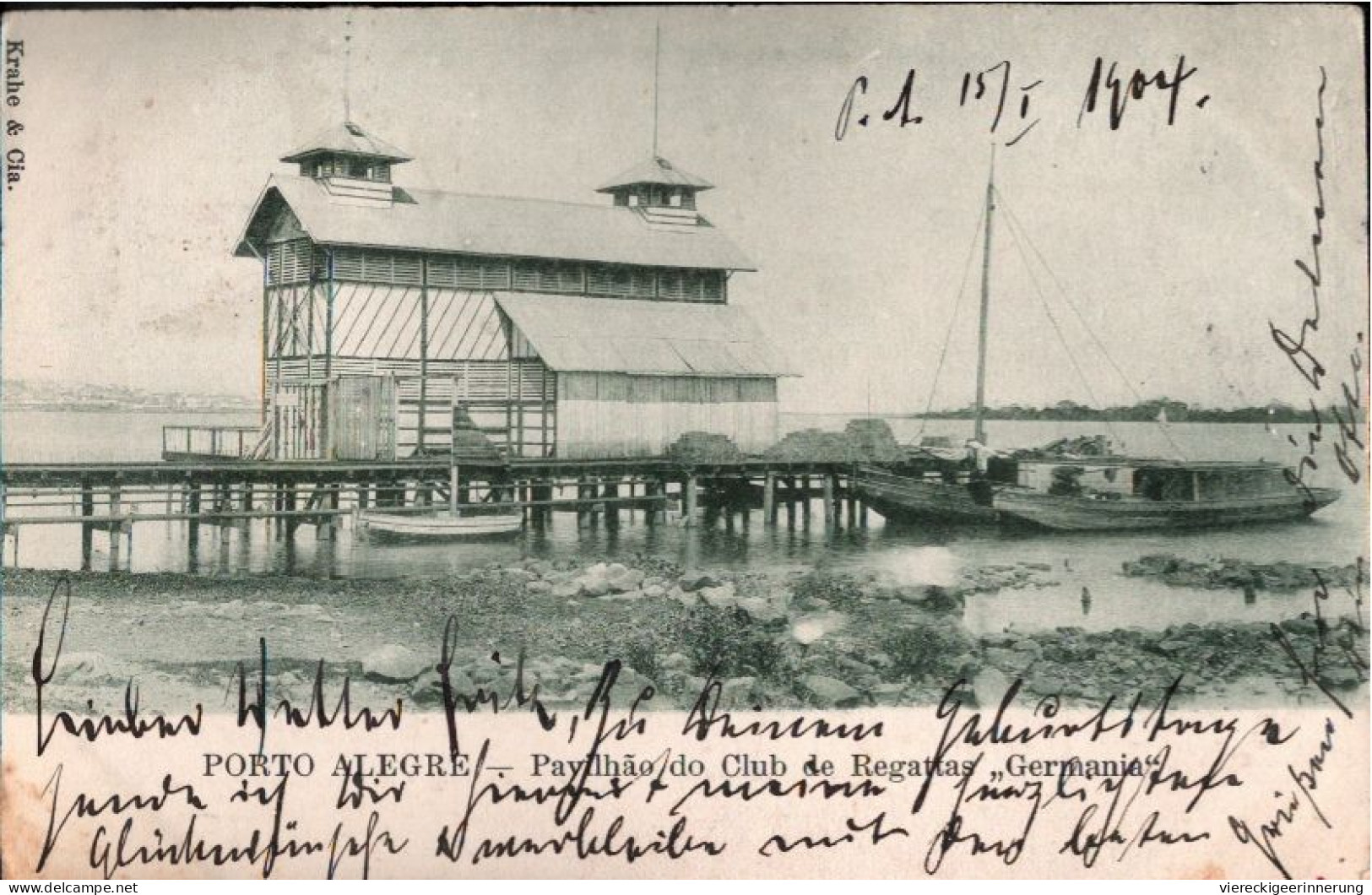 !  1904 Old Postcard Porto Alegre, Club De Regattas, Germania, Brazil, Brasilien , N. Hamburg - Porto Alegre