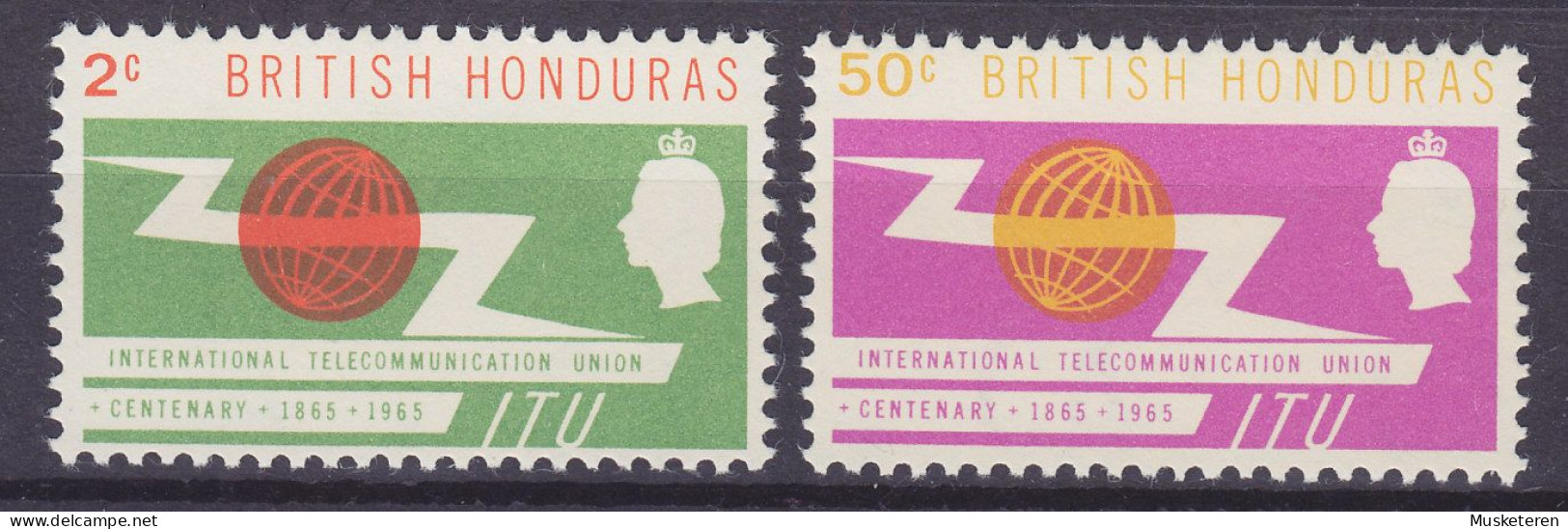 British Honduras 1965 Mi. 184-85, Internationale Fernmeldeunion ITU Complete Set, MNH** - Honduras Británica (...-1970)