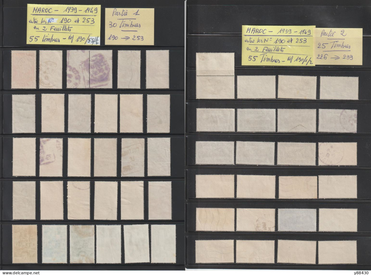 MAROC - Ex. Colonie -  Entre Les N° 190 Et 253  De  1939 à 1949  -  55  Timbres Oblitérés - 6 Scan - Used Stamps