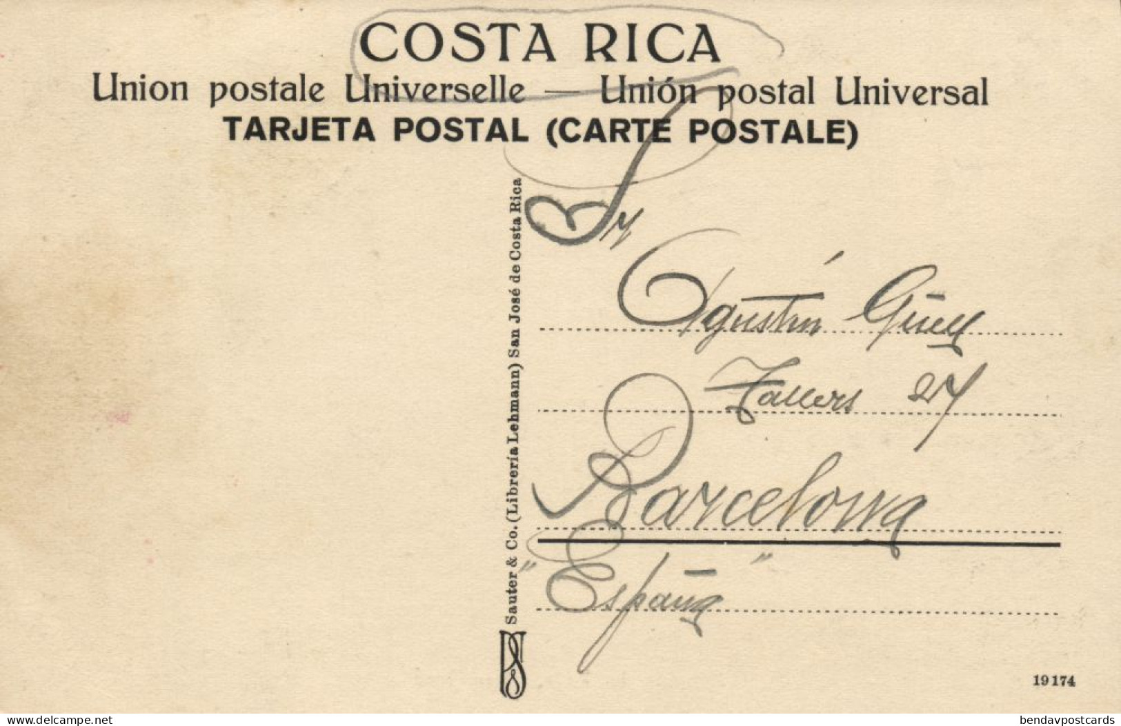 Costa Rica, C.A., SAN JOSÉ, Avenida 4 A Este (1910s) Postcard - Costa Rica