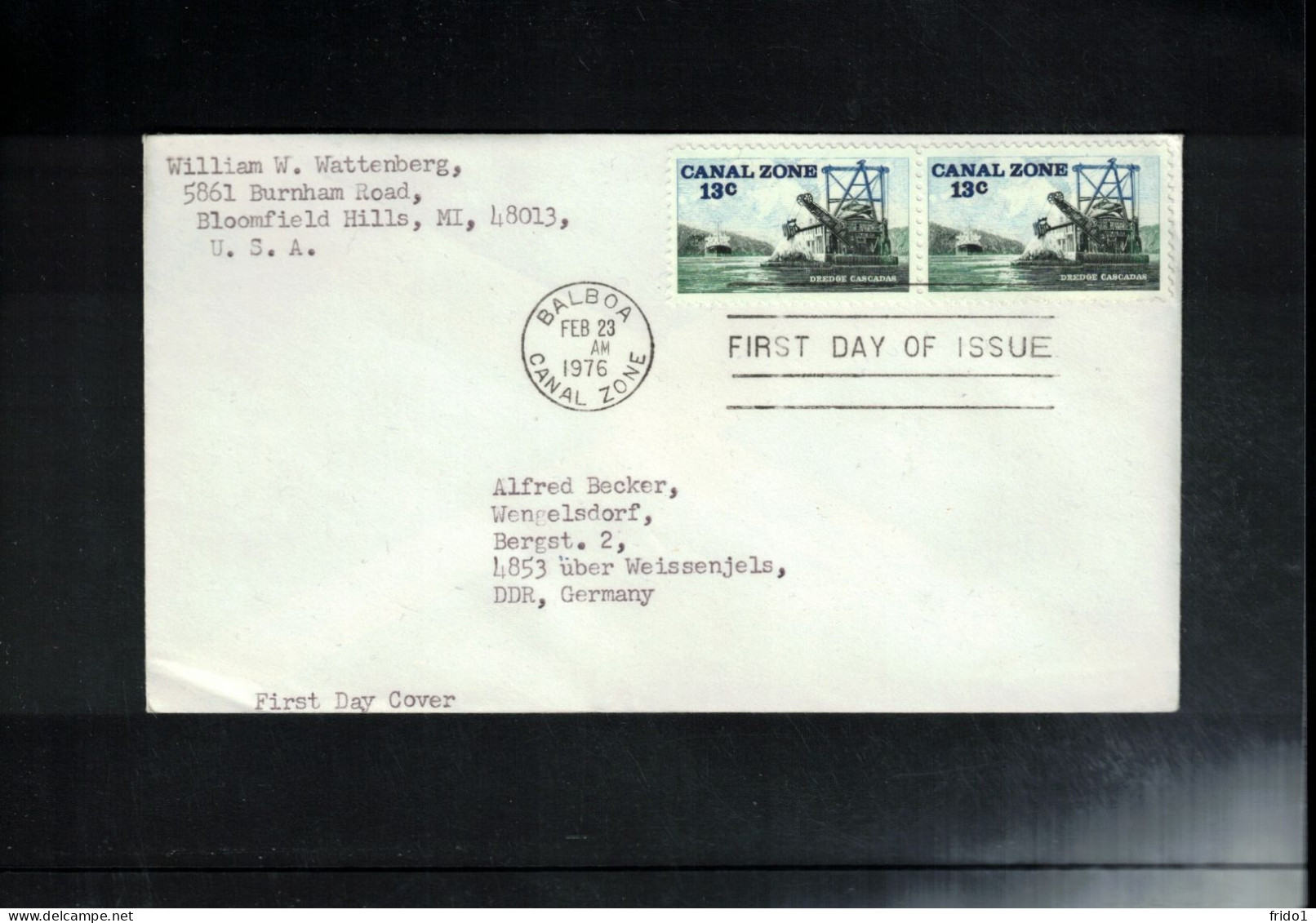 USA - Canal Zone 1976 Dredge Cascadas FDC - Kanalzone