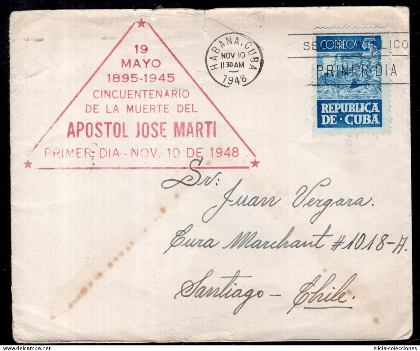 Cuba - 1948 - Letter  - Sent To Chile - Caja 1 - Lettres & Documents