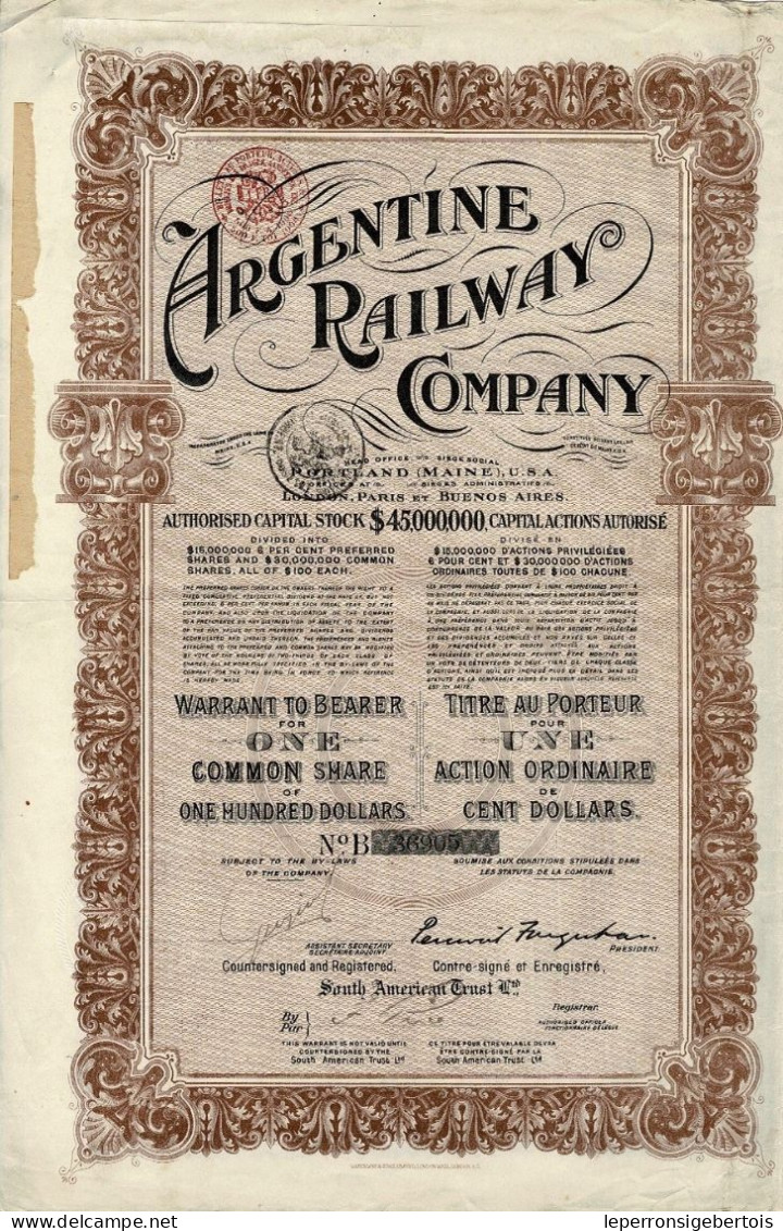 - Argentine Railway Company - - Chemin De Fer & Tramway