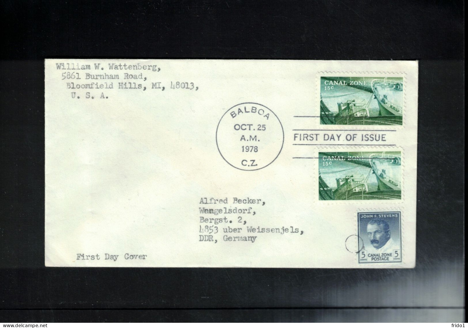 USA - Canal Zone 1978 Ship FDC - Zona Del Canale / Canal Zone