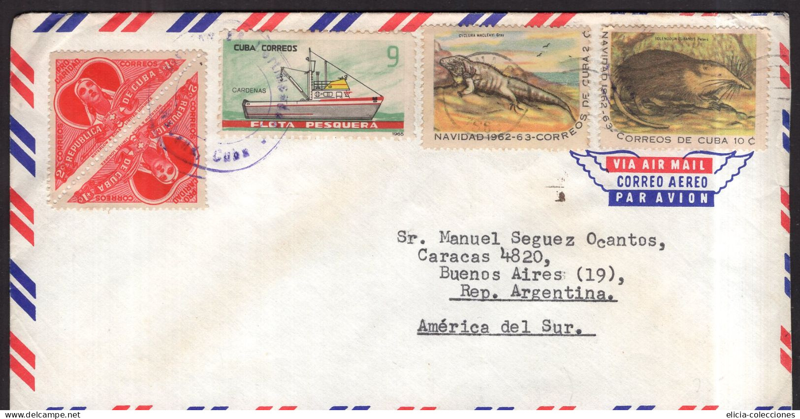 Cuba - 1965 - Letter - Air Mail - Sent To Argentina - Caja 1 - Storia Postale