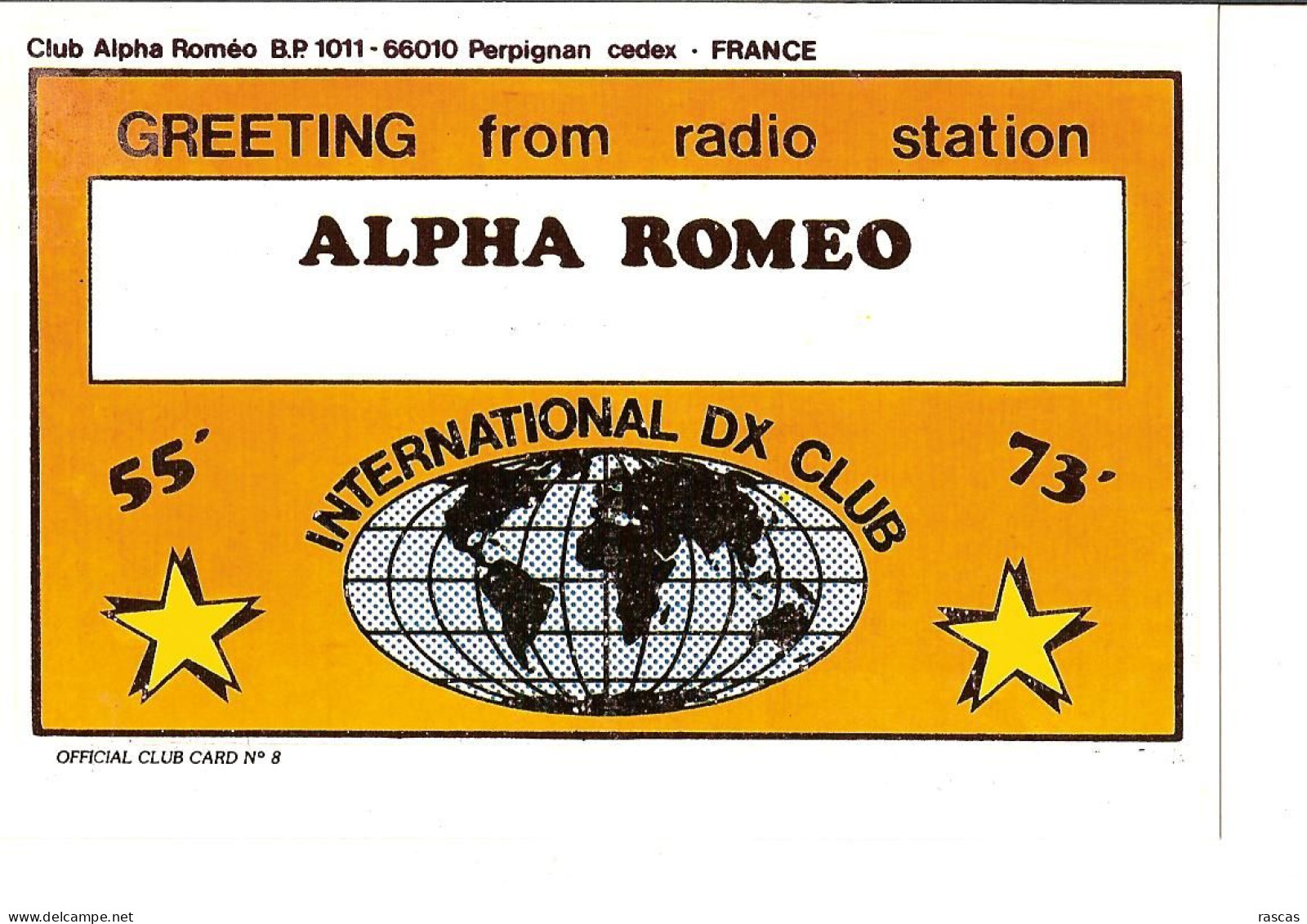 CARTE RADIO - CLUB ALPHA ROMEO - PERPIGNAN CEDEX - GREETING FROM RADIO STATION - Radio