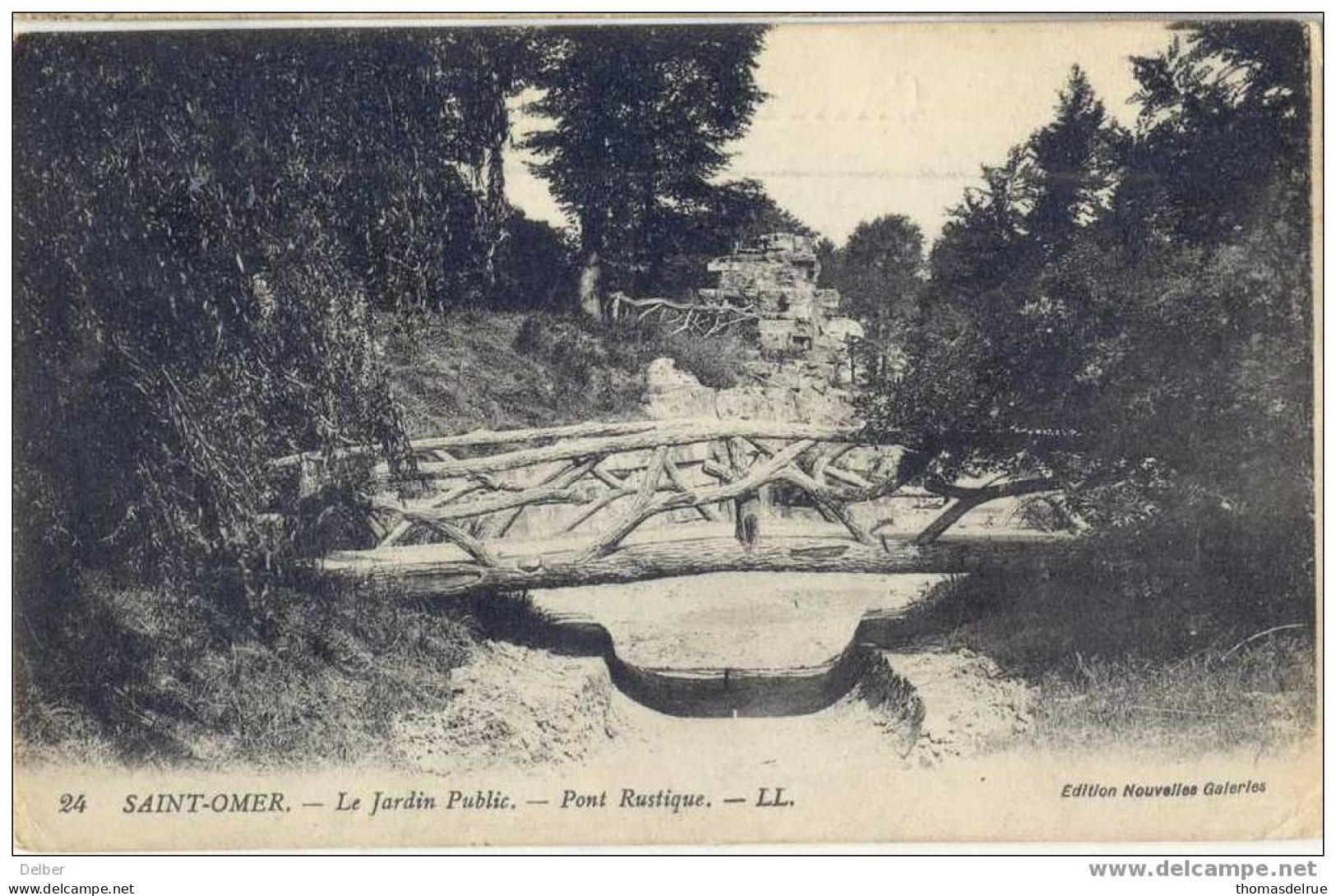 _P375 Postkaart: Saint-Omer Le Jardin Public - 5ct Semeuse  >>> PANNE 24 XII 1915 - Niet-bezet Gebied