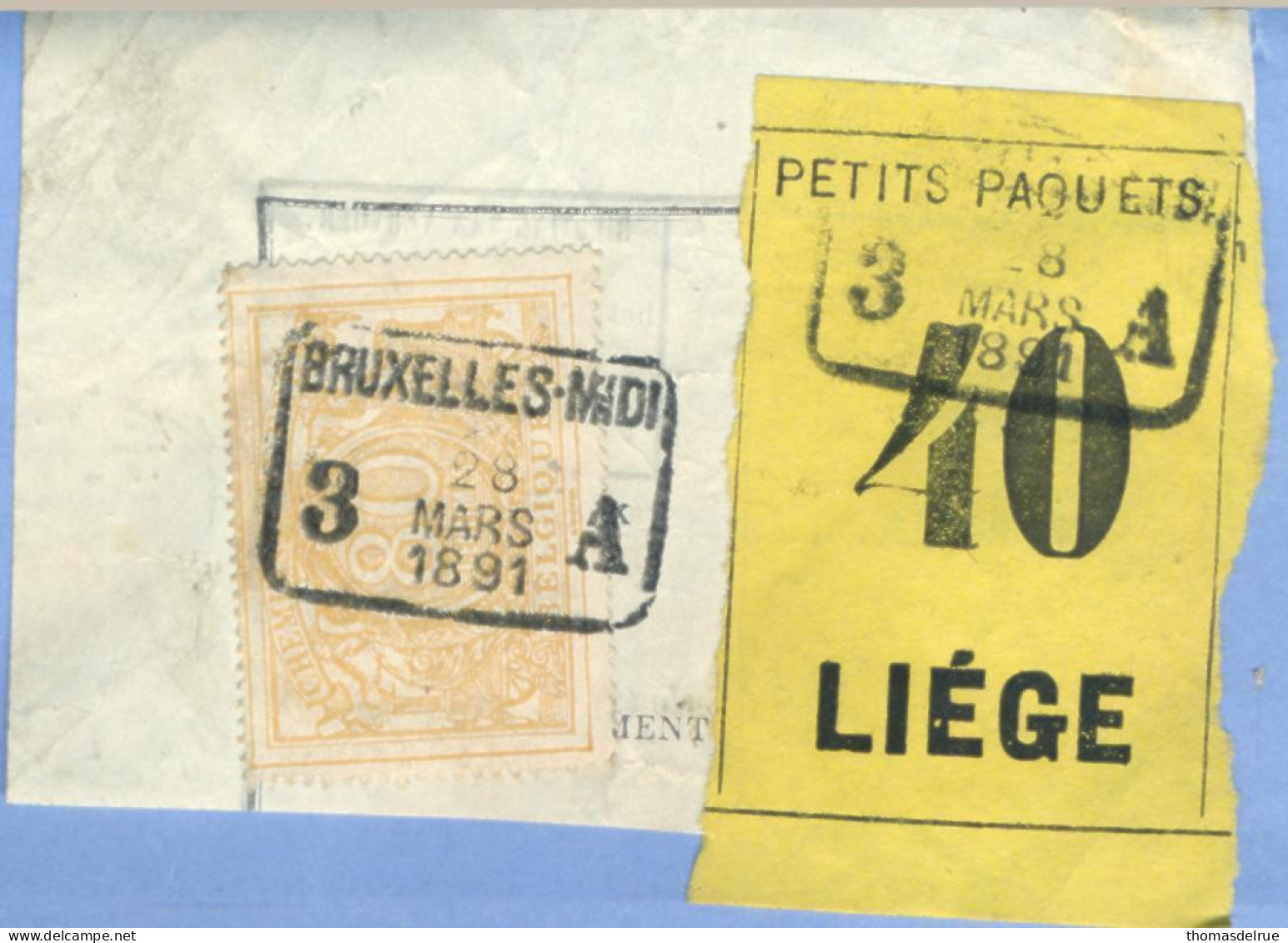 Be951: BRUXELLES-MIDI / 3   A :  SP 12: Op Fragment Spoorwegdocument+ " étiquette " - Documents & Fragments