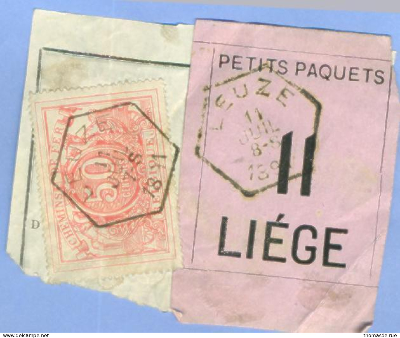 Be970: LEUZE  Met 2 Verschillende Stempels Type B: SP 11 Op Fragment Spoorwegdocument    " étiquette " : - Dokumente & Fragmente