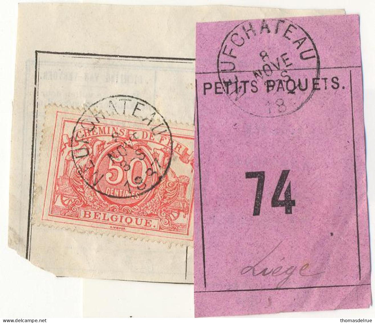 Be335: NEUFCHATEAU: SP 11 Op Fragment Spoorwegdocument +  " étiquette " : E9:  : GRAND VITESSE = Tarif II - Documenti & Frammenti
