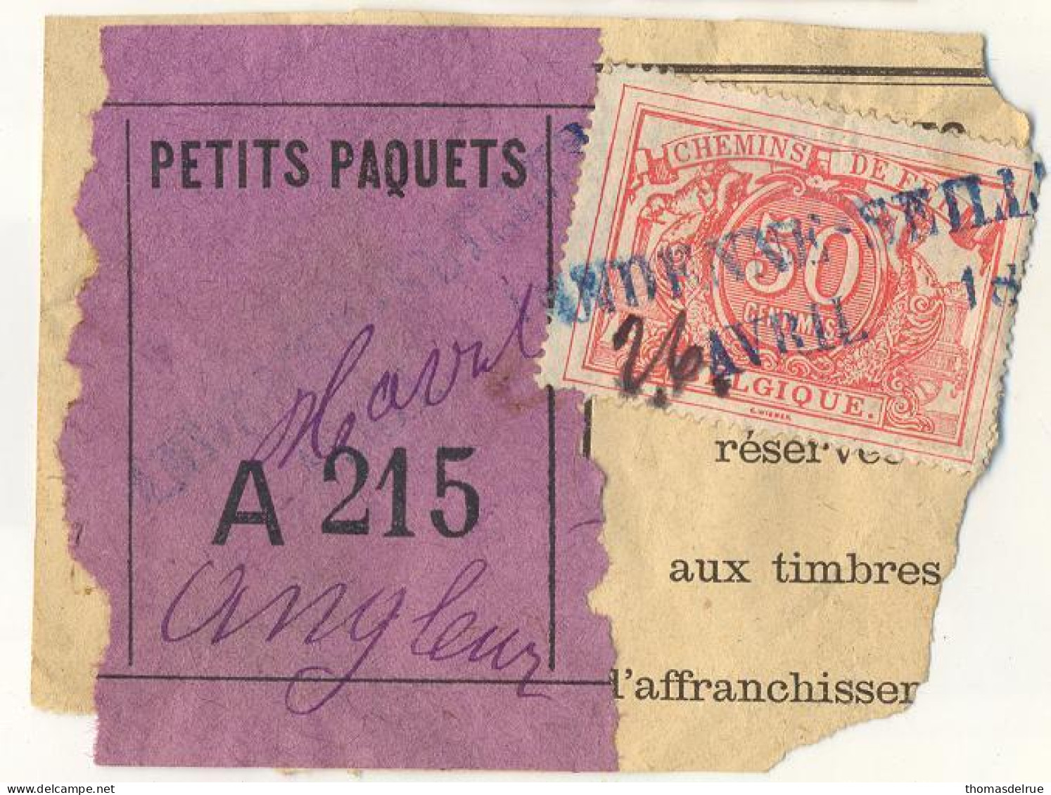 Be249: ANDENNE-SEILLES (= NORD BELGE) SP11: Op Fragment Spoorwegdocument+ " étiquette "  : Met Complete Stempel: - Documenti & Frammenti