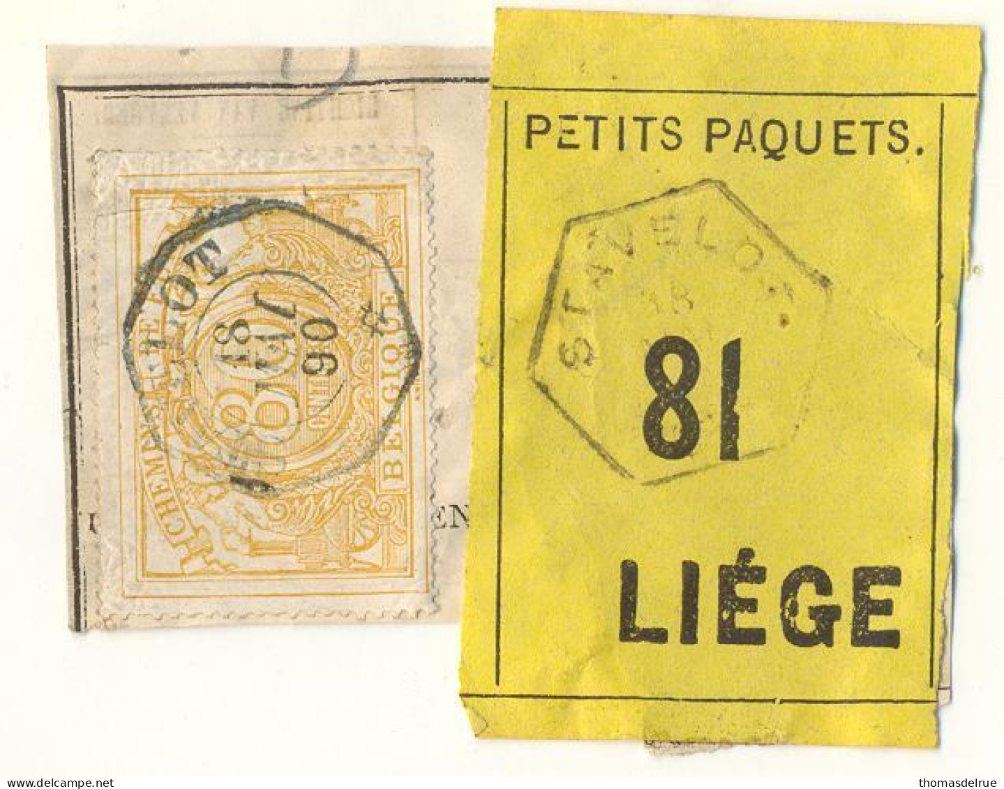 Be73: STAVELOT:  SP 12 Op Fragment Spoorwegdocument +  " étiquette " + Spoorwegstempel & Op Zegel: Telegraafstempel: - Documentos & Fragmentos