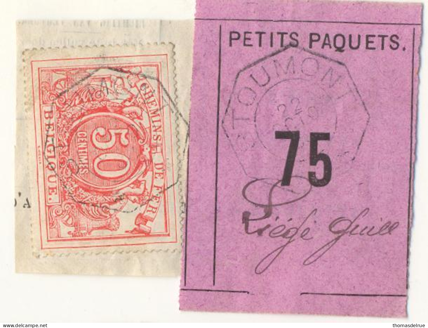 Be135: STOUMONT: Gemengd Kantoor: SP 11 Op Fragment Spoorwegdocument +  " étiquette " : Telegraafstempel: - Dokumente & Fragmente