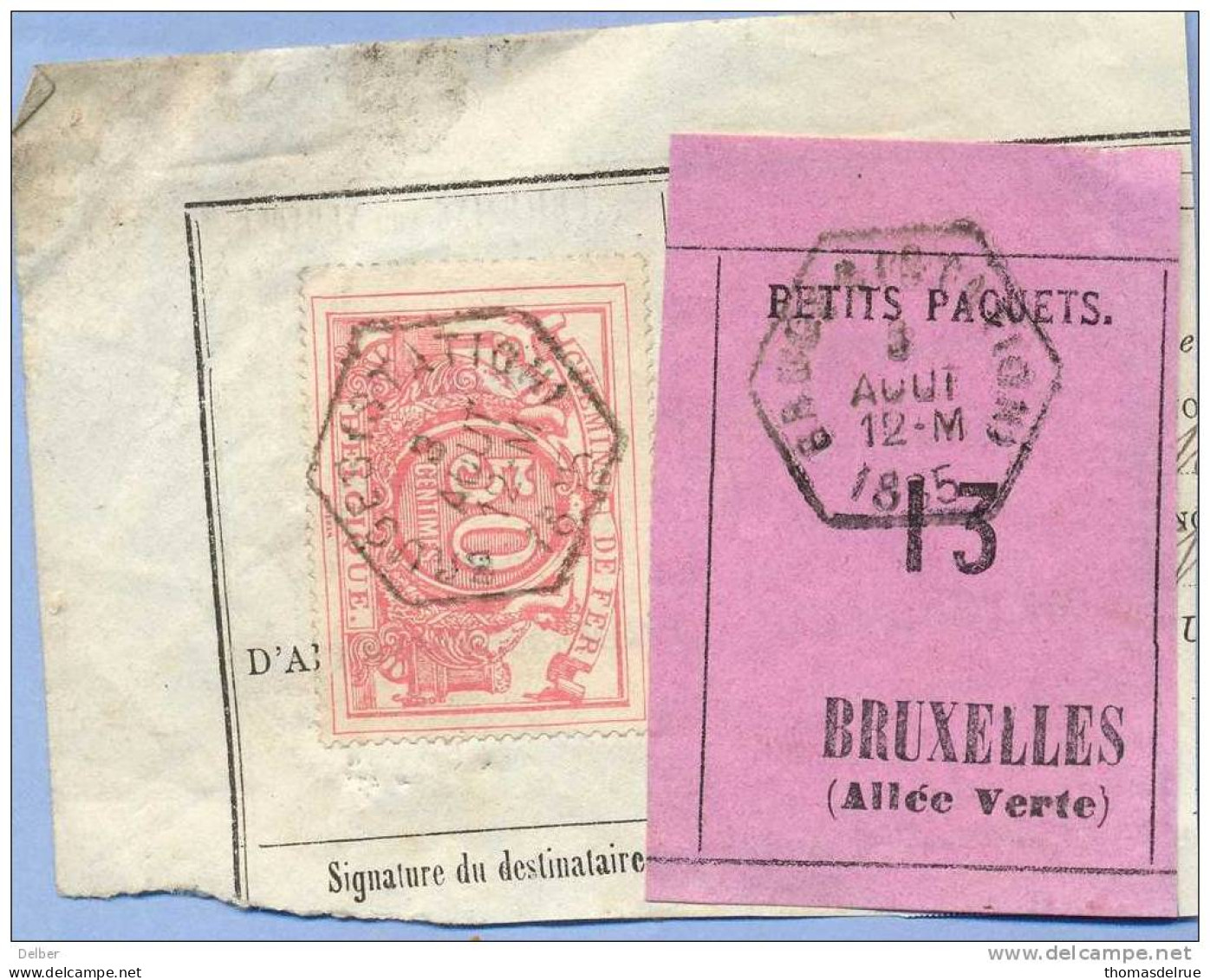 _V742: BRUGES(STATION) > BRUXELLES(ALLE VERTE): SP11/ Fragment Met " étiquette " PETITS PAQUETS: N° 13: Type B: - Documents & Fragments