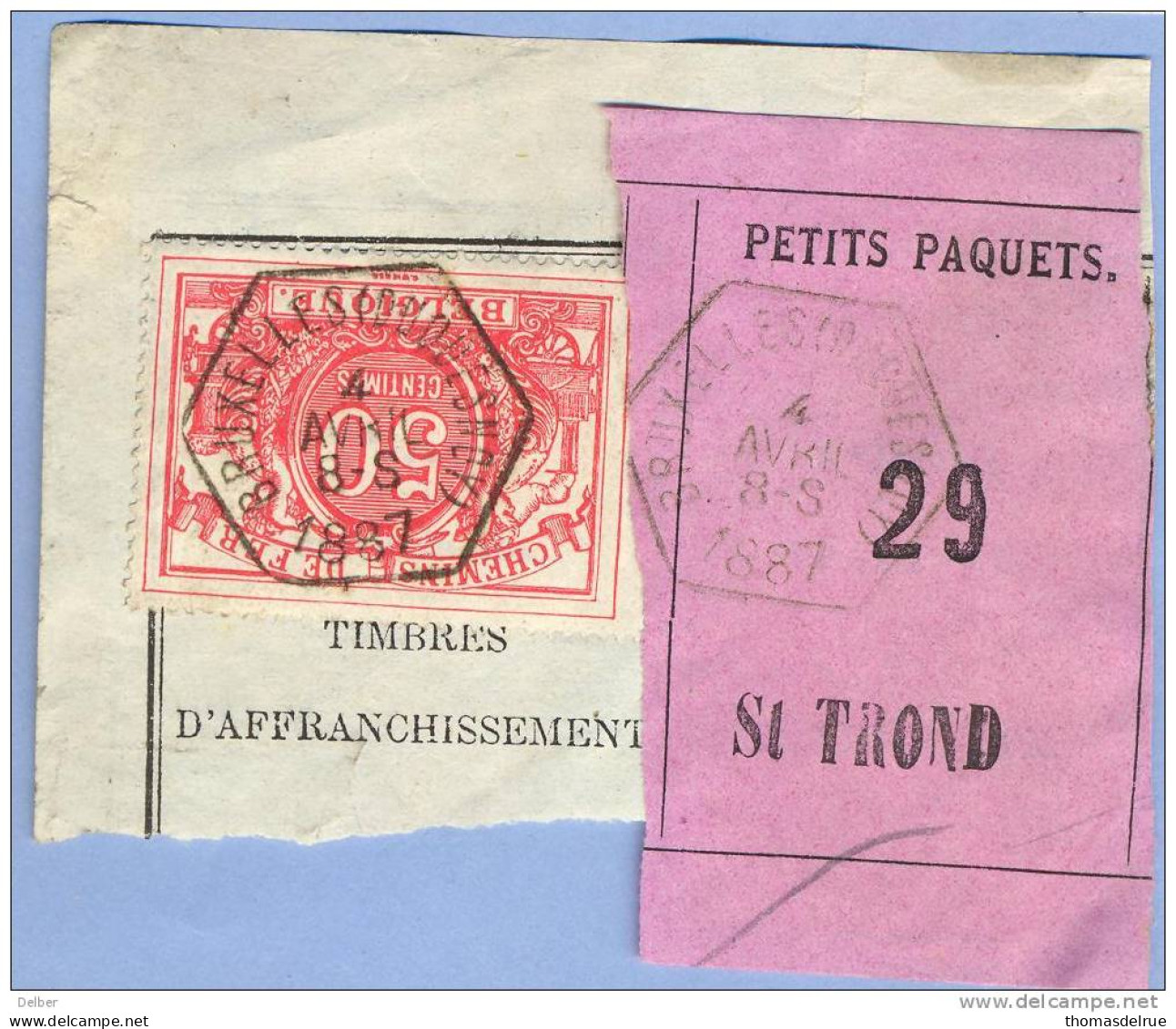 _V765: BRUXELLES(DUQUESNOY)  > ST TROND : SP11/ Fragment Met " étiquette " PETITS PAQUETS: N° 29: Type B: - Documents & Fragments