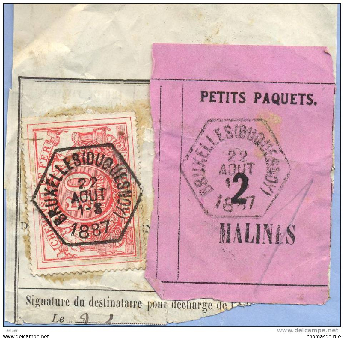 _V768:BRUXELLES(DUQUENOY)  > MALINES:  SP11/ Fragment Met " étiquette " PETITS PAQUETS: N° 2: Type B : - Documents & Fragments