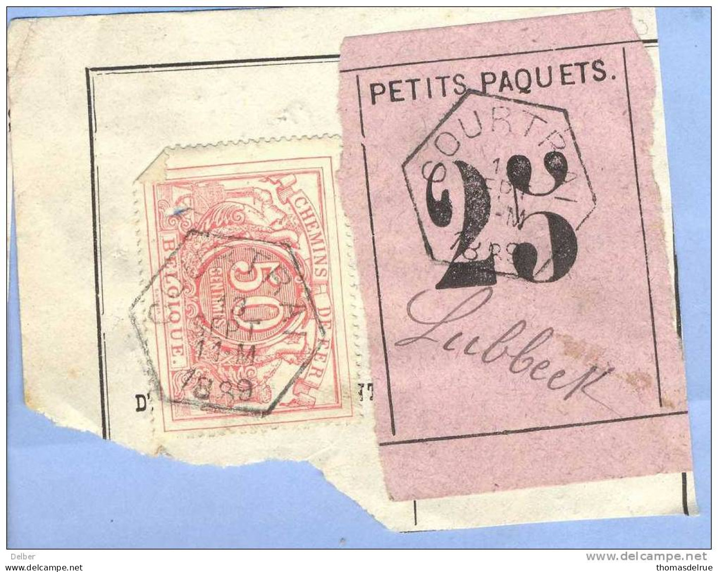 _V780: COURTRAI > Lubbeek: SP11/ Fragment Met " étiquette " PETITS PAQUETS: N° 25: Type B: - Documents & Fragments