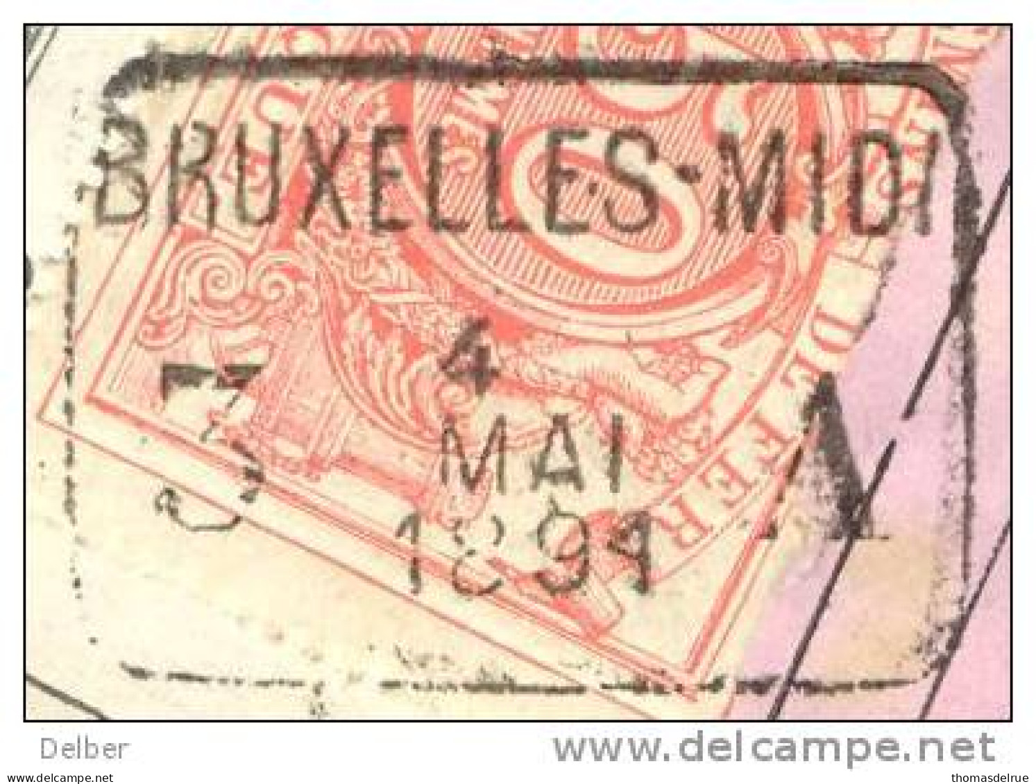 _V854: BRUXELLES-MIDI 3 __A  4 MAI 1891  >  BRUGES  - 3: Plat & Recht: SP11/ Fragment Met  " étiquette: PETITS PAQUETS:1 - Documents & Fragments