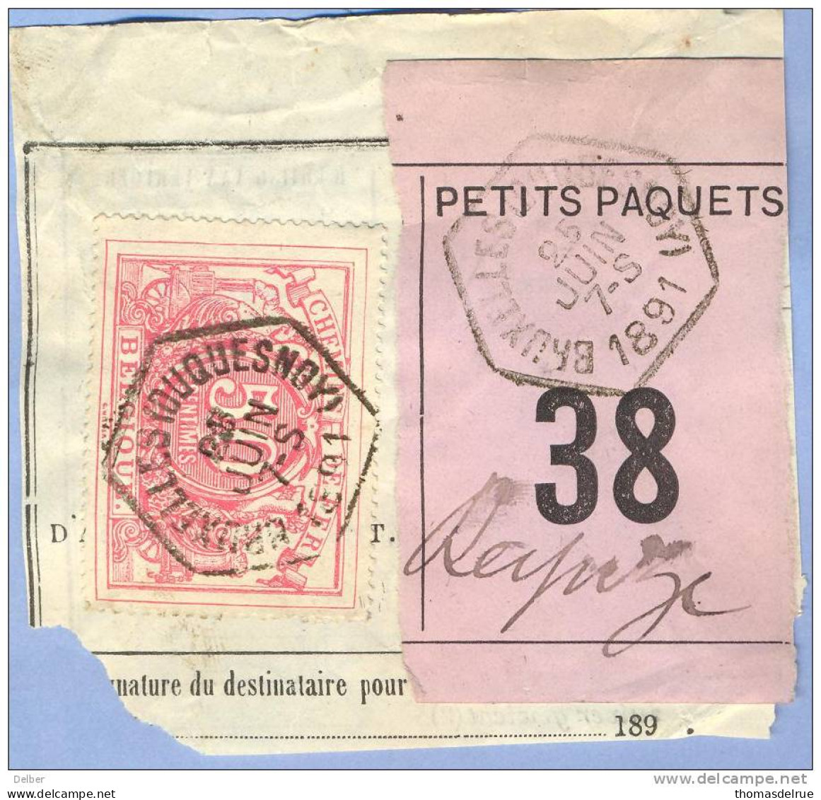 _V992:BRUXELLES(DUQUESNOY) > Deynze - Tarief: Grande Vitesse:  SP11/ Fragment PETITS PAQUETS Met Vignet: 38 : Type B: - Documenten & Fragmenten