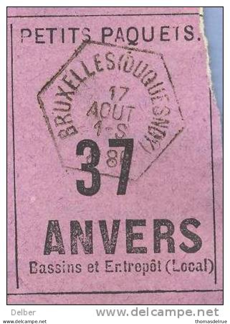 _V983: BRUXELLES(DUQUENOY) >ANVERS BASS -Tarief:Grand Vitesse: SP11/ Fragment PETITS PAQUETS Met : " étiquette 37:Type B - Documentos & Fragmentos