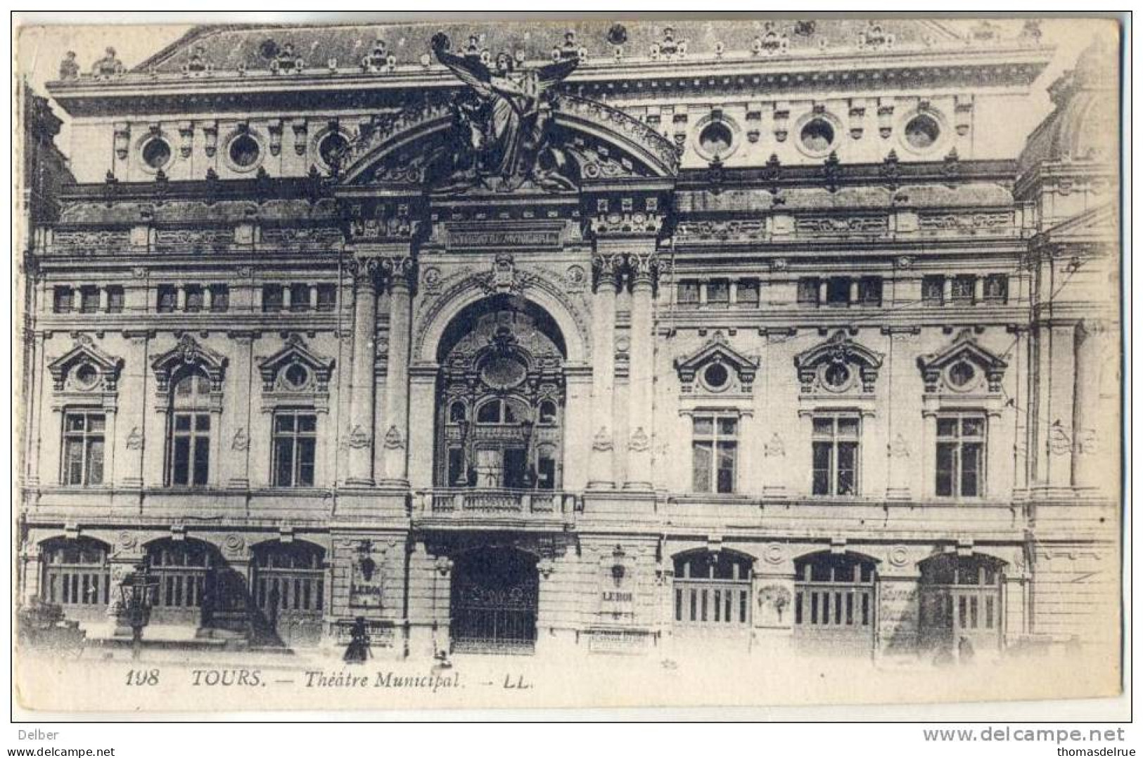 _G985: Carte Postale: 198- TOURS Théâtre Muncipal: 15c Semeuse: - AK: ROUSBRUGGE-HARINGHE 16 XI.1917 - Unbesetzte Zone