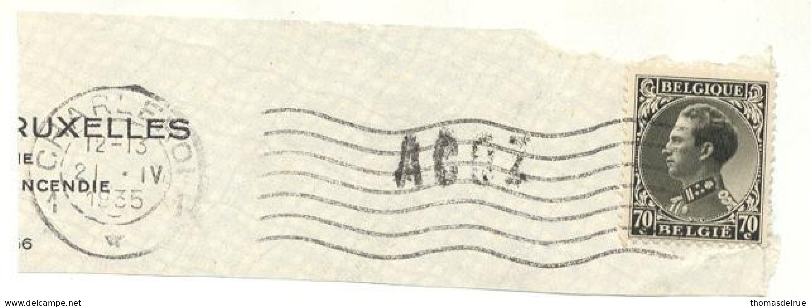 Ek1:N° 411: Op Fragment: + Griffe: ACOZ - 1934-1935 Léopold III