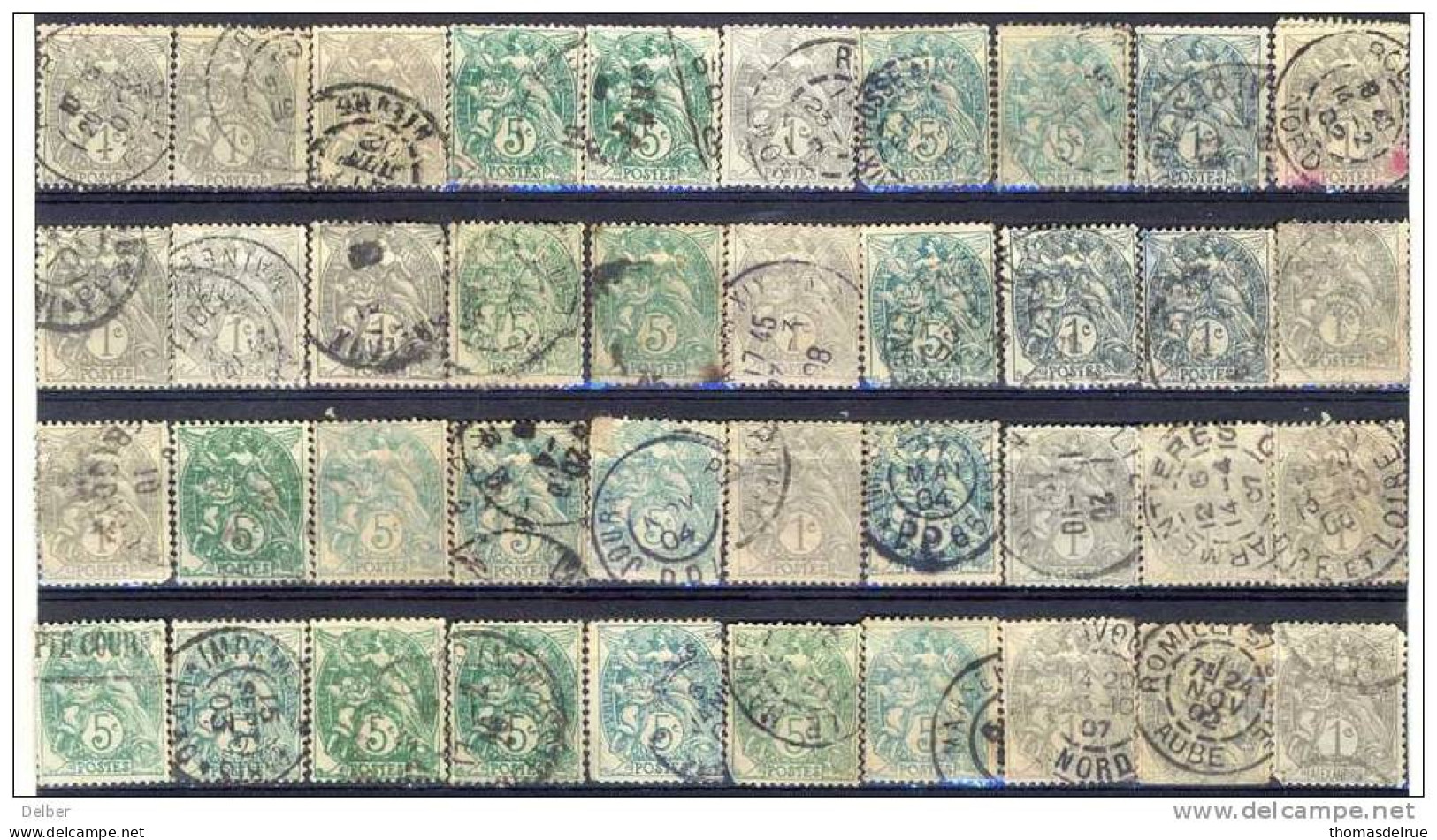 _Le374: Restje  40 Timbres Type Blanc - 1900-29 Blanc