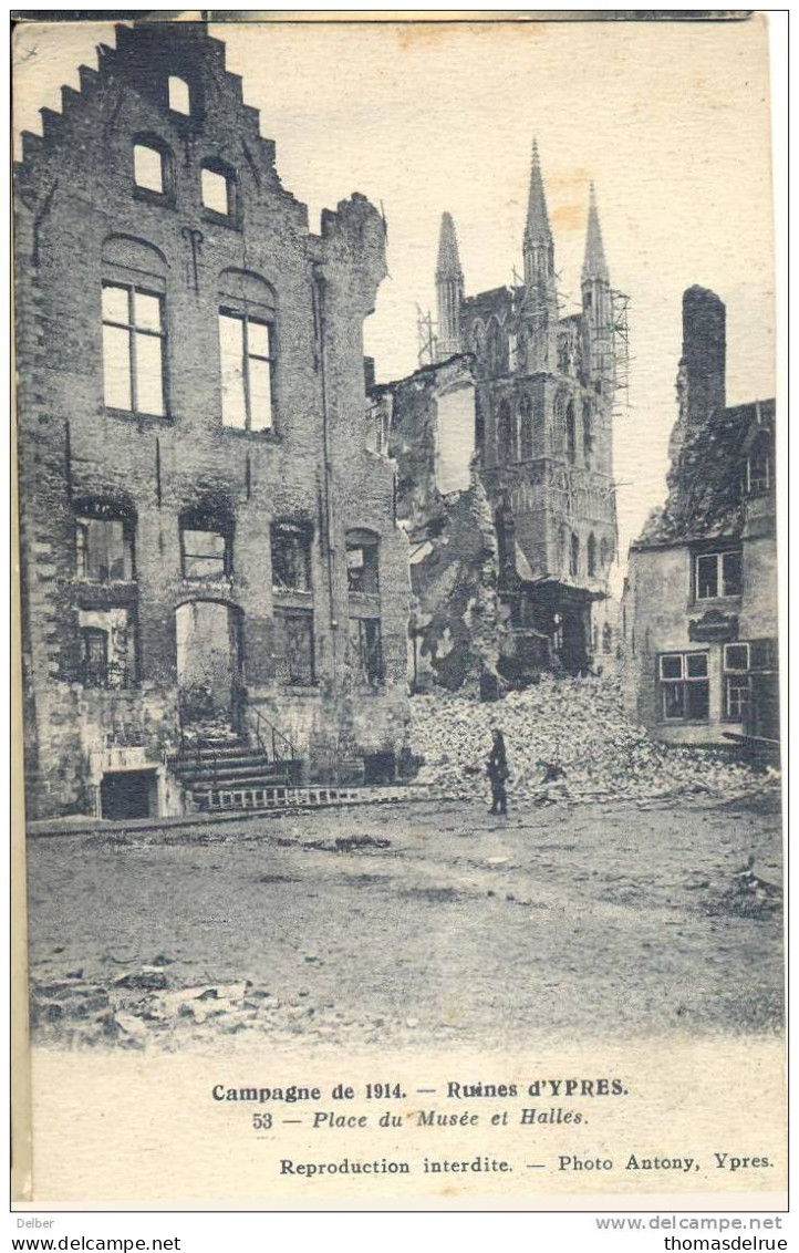 _ik572: Carte Postale: S.M. Verstuurd: LOO  14 II 1915: Verstuurd > La Panne : Campagne De 1914 - Ruins D'YPRES 53¨Place - Unbesetzte Zone